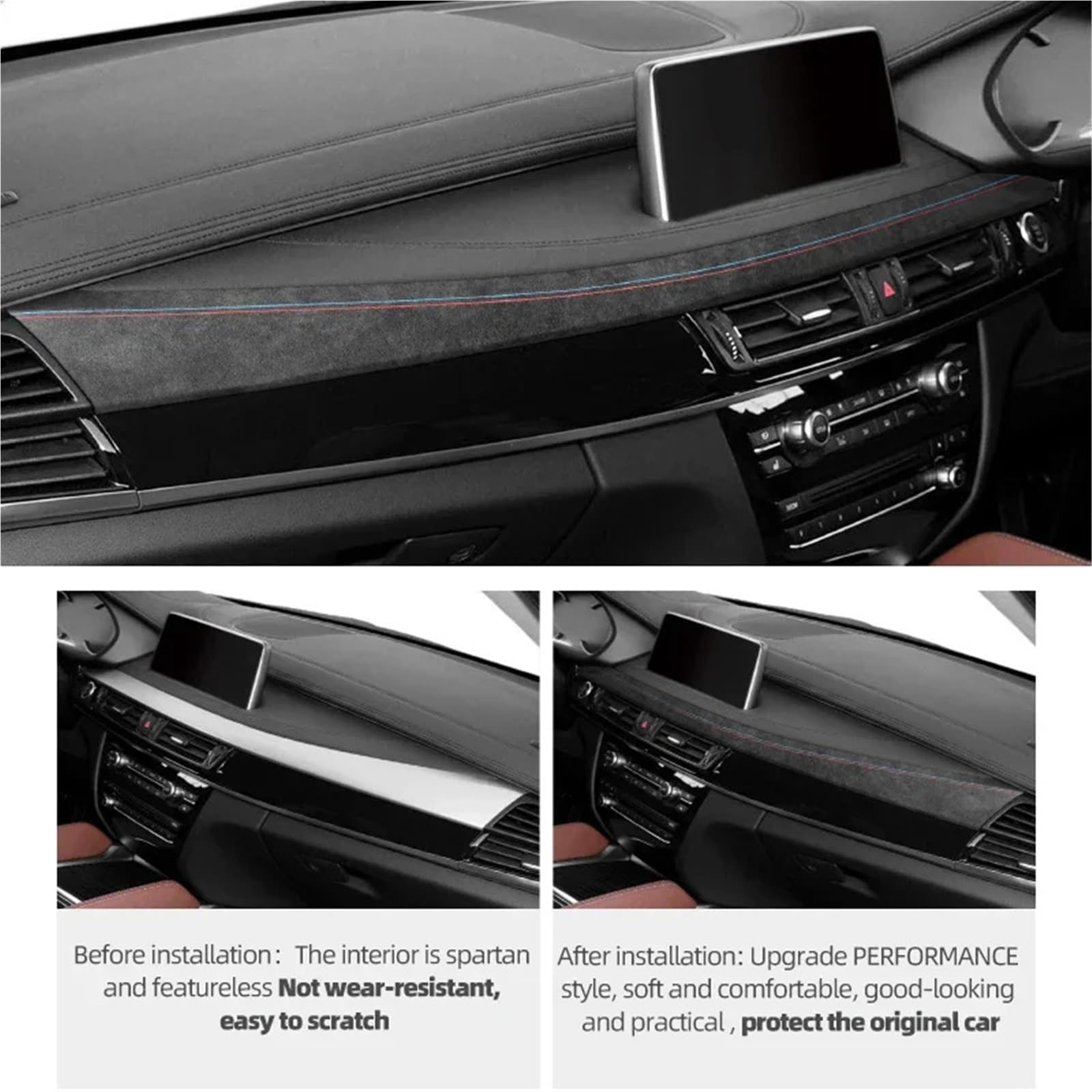 Folia na panel‌ Okleina skrzynia biegów‌ Pasuje do BMW X5 F15 X6 F16 Panel deski rozdzielczej Listwy wykończeniowe Naklejki na osiągi instrumentów Wnętrze samochodu(Carbon Leather RHD)