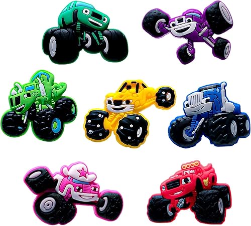 Colgantes de cocodrilo para camión monstruo 7 piezas de dijes para zapatos de máquina para decoración de cocodrilo de PVC para adolescentes y niñas