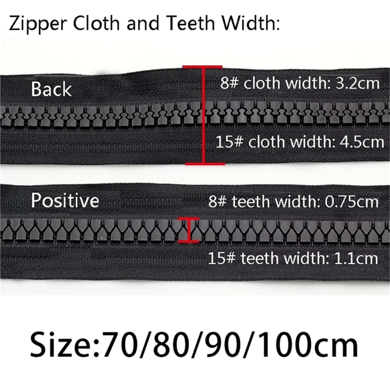 Cerniere di resina pesante, Cappotto singolo doppio aperto 70-100 cm taglia 8 15(White Double Zipper,100CM-NO.15)