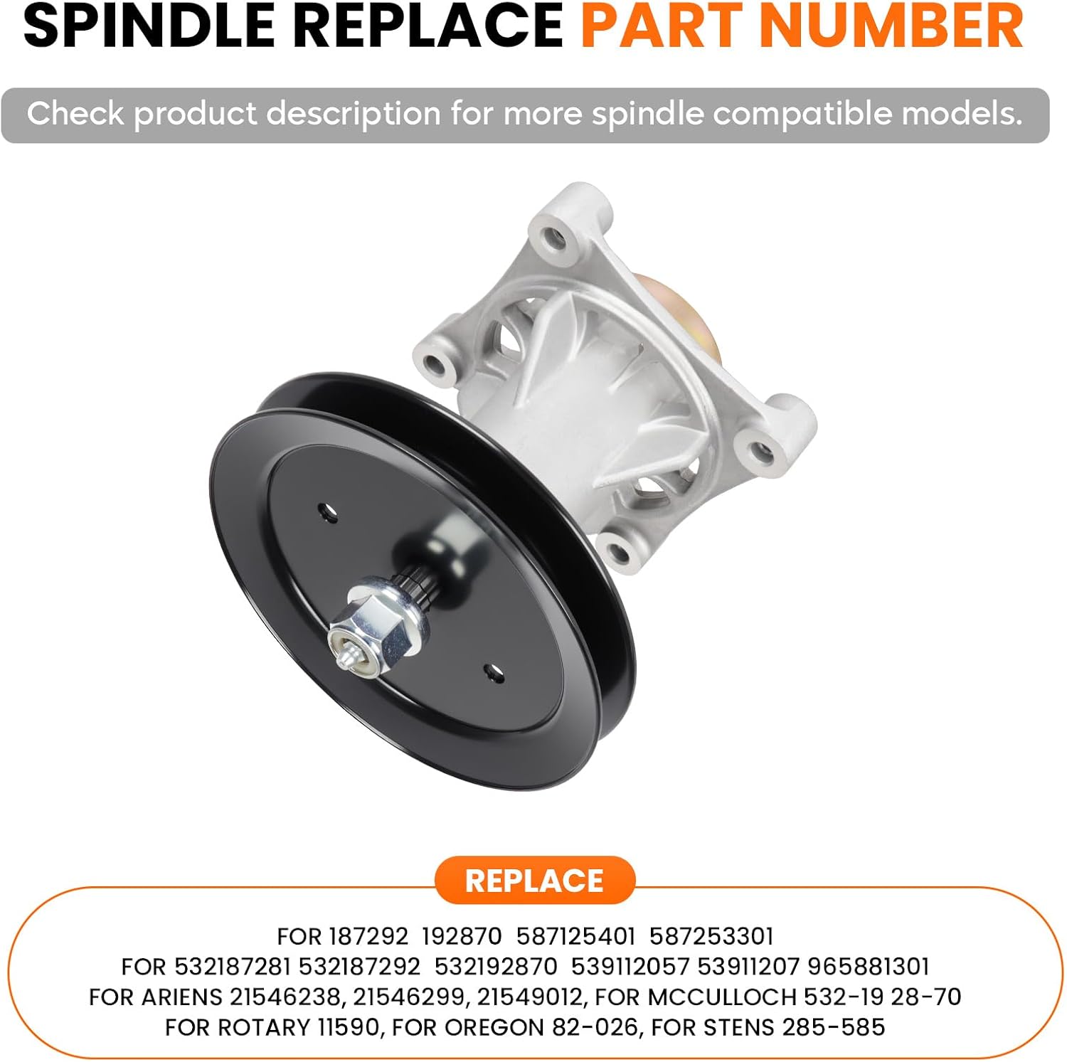 54 inch Deck Rebuild Kit 187292 192870 Spindle Assembly Fit for Husqvarna YTH2454 LGT2654 LGT2554 GTH2654, for Poulan PB22H54BF,Includes Blade 187256 187254, Pulley 153535, 5/8" x 147.5" Belt 21546382