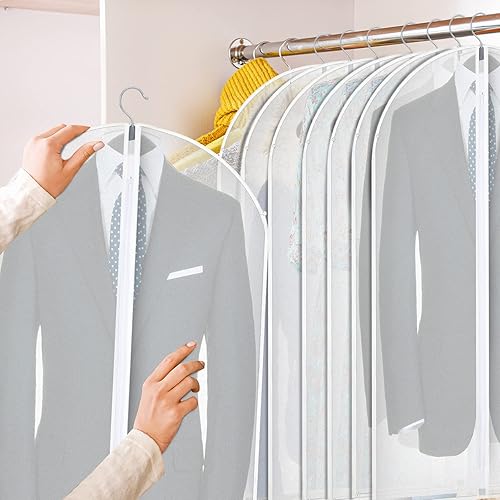 Miniatura 8 de 50 bolsas colgantes para ropa, ligeras, transparentes, con cremallera completa, bolsas de traje a granel, para chaquetas, uniformes, almacenamiento