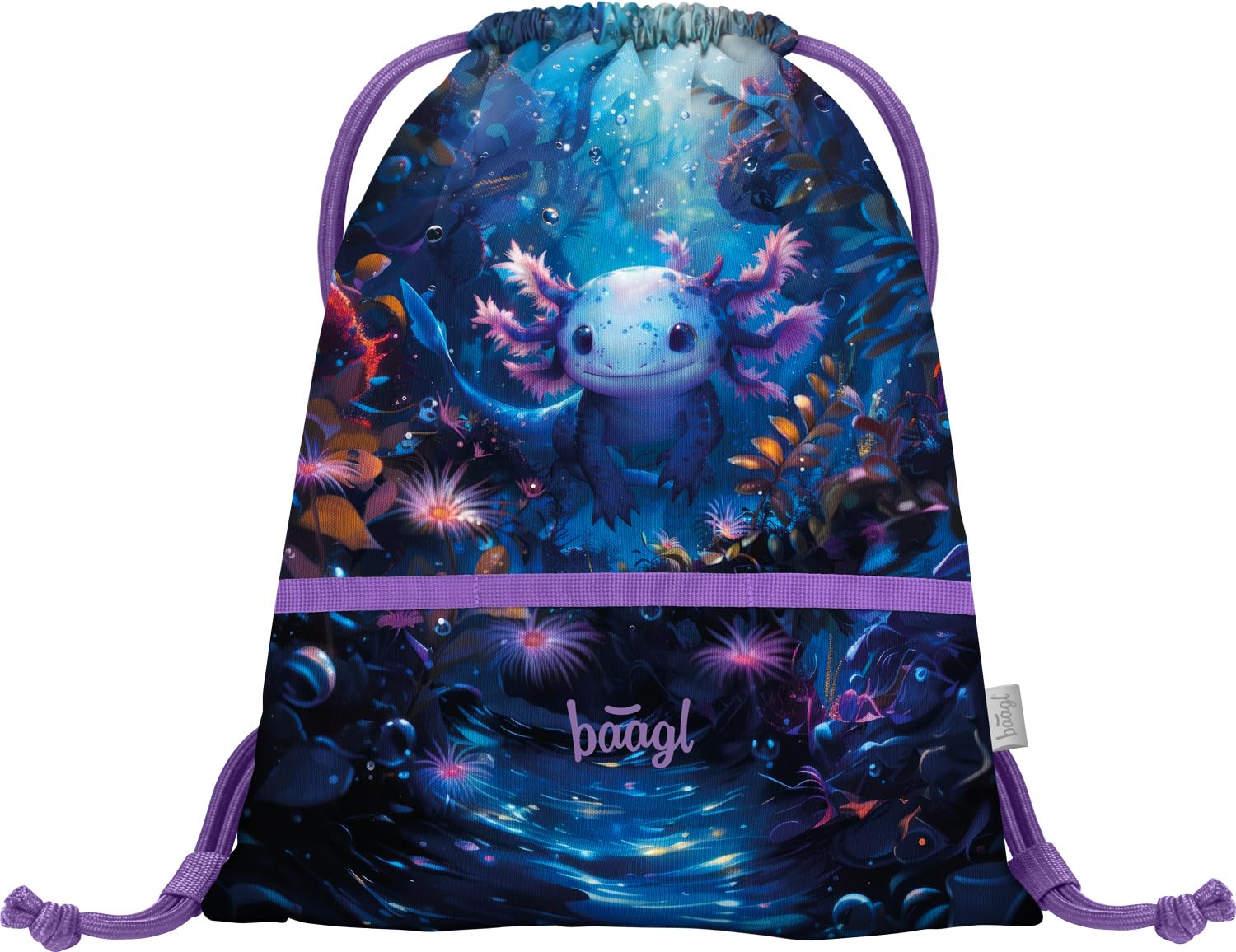 Baagl Schulranzen Jungen Mädchen Set 3 Teilig, Ergo Schultasche für 1. Klasse, Ergonomische Grundschule Ranzen Tornister mit Brustgurt (Axolotl)