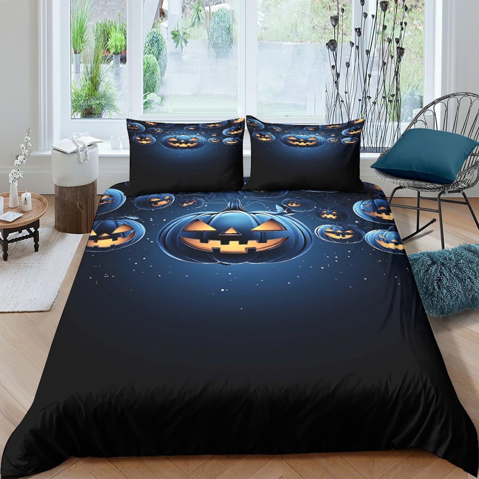 Housse de couette citrouille 3D : créez une ambiance frissonnante et festive dans votre chambre