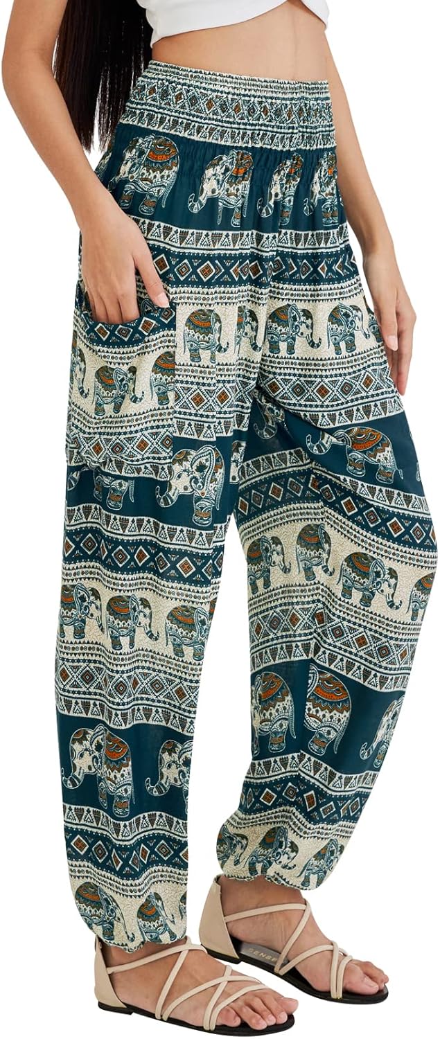 Joob Joob Boho Pants for Women - Hippie Harem Pants Women - Womens Yoga Pants – Comfy Bohemian Flowy Hippie Clothes