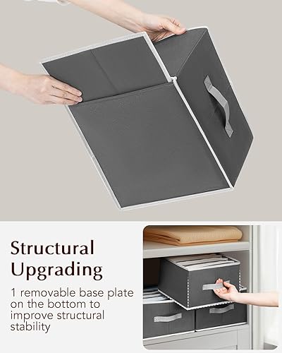 Miniatura 6 de Organizadores de ropa y almacenamiento  Organizador de tela para jeans con asas, divisores de cajones plegables para ropa, organizador de estante de