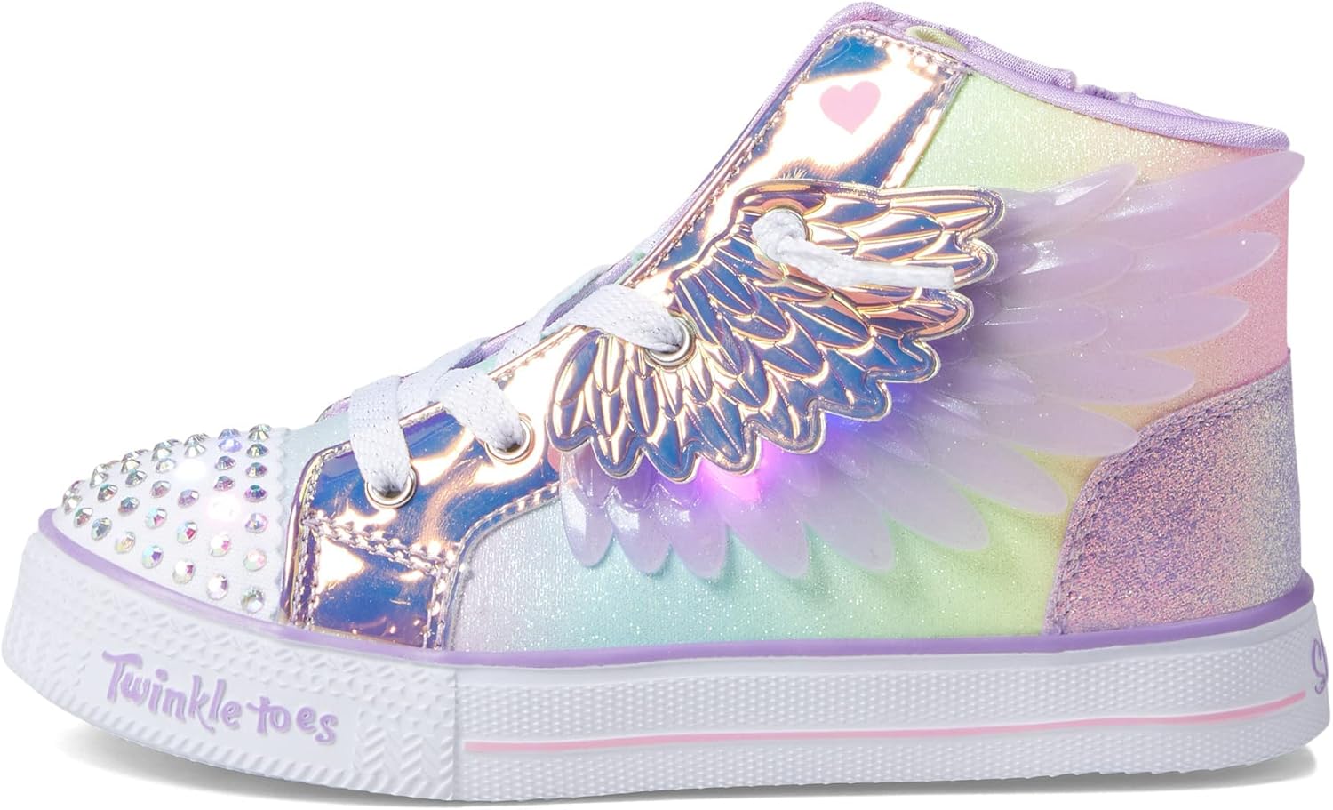 Skechers Kids Girls Twinkle Toes Shuffle Lite-Lil Unicorn Win Sneaker, Silver/Pink, 12 Little Kid