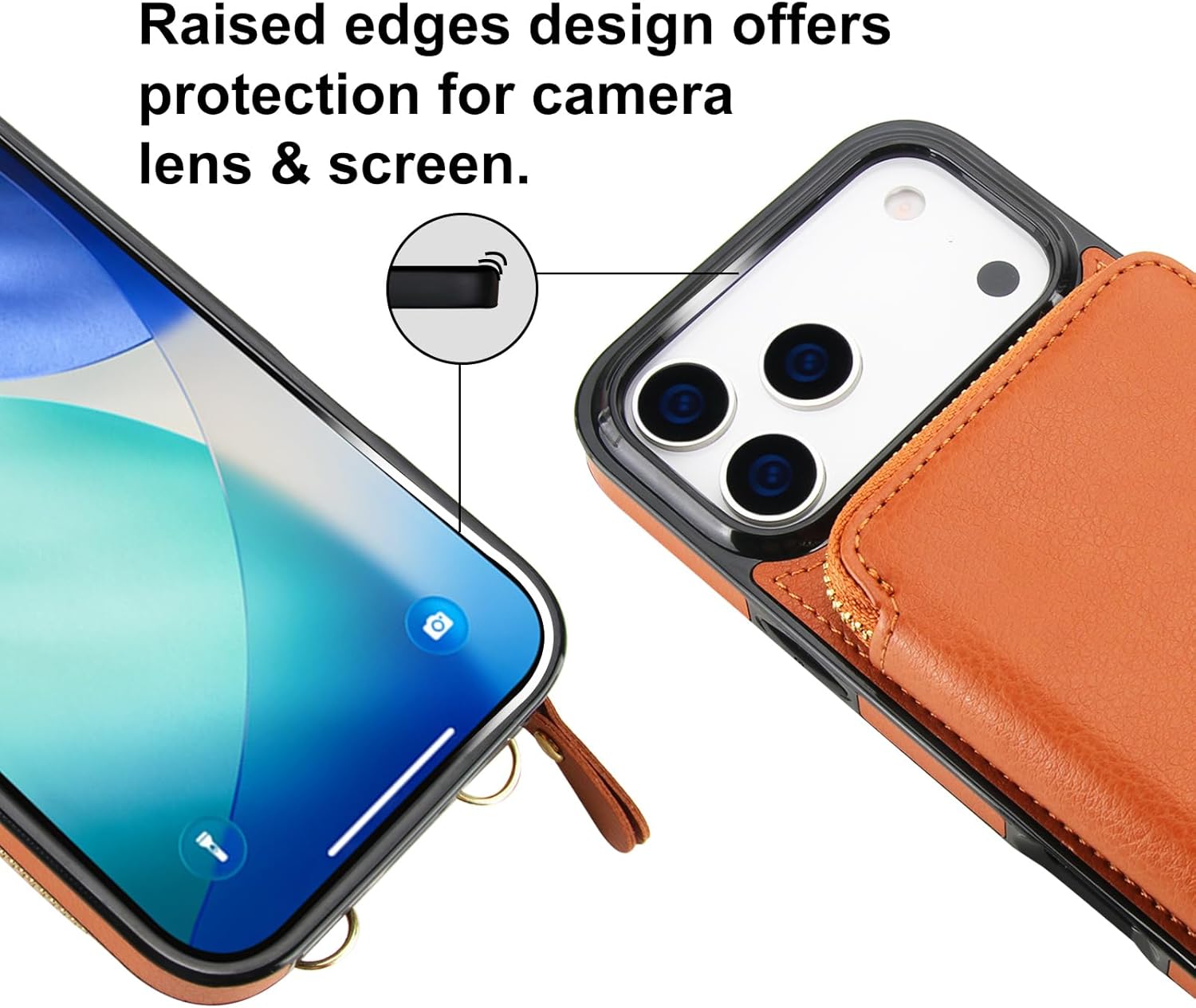 Bocasal Crossbody Wallet Case for iPhone 17 Pro Max, RFID Blocking Leather Purse Case with Card Holder, Protective Handbag Flip Cover with Zipper Wrist Strap Lanyard for Women 5G 6.9 Inch (Brown) - Image 7