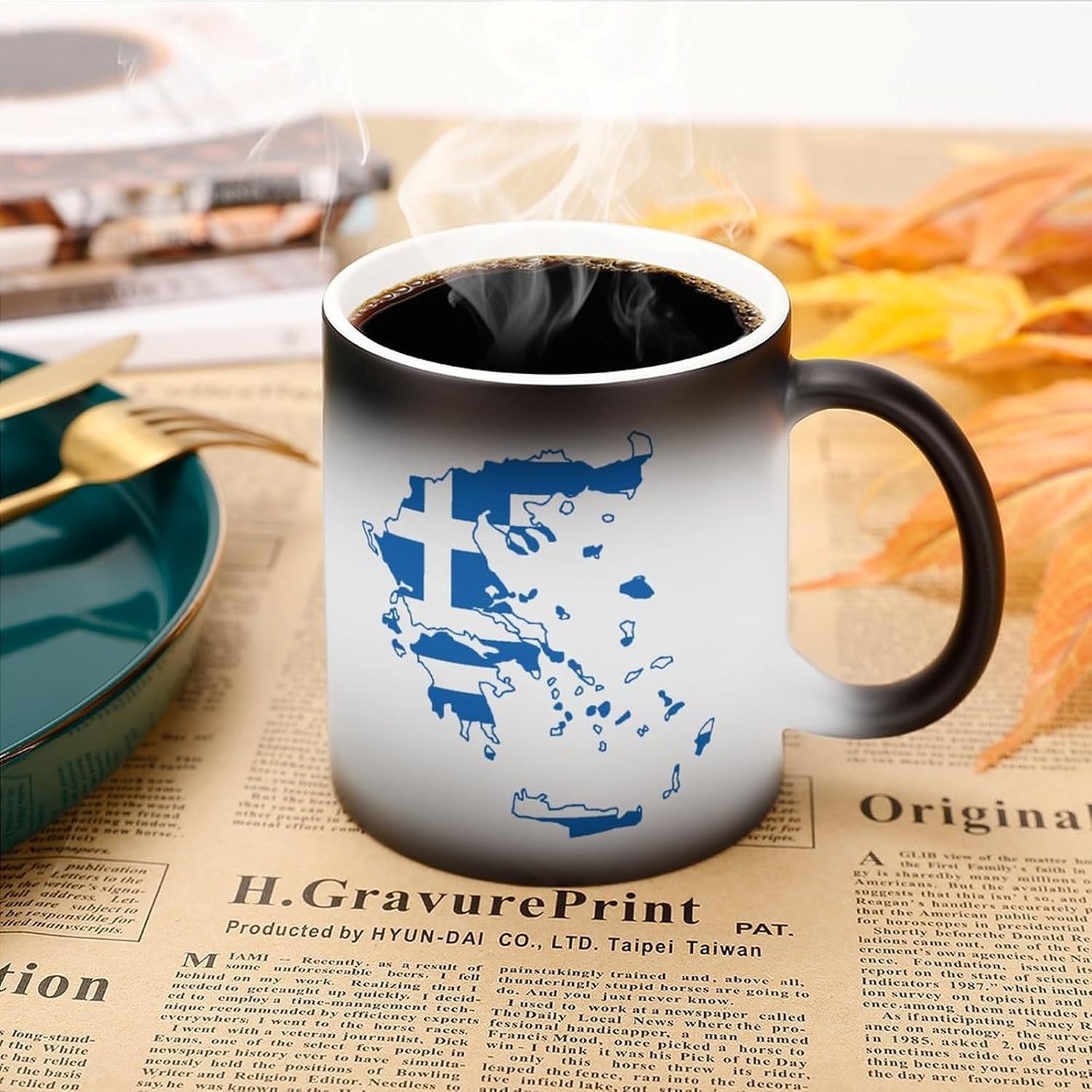 Flag of Greece Map Funny Color Changing Coffee Mug Ceramic Magic Cup Personalized Discoloration Tea Mugs