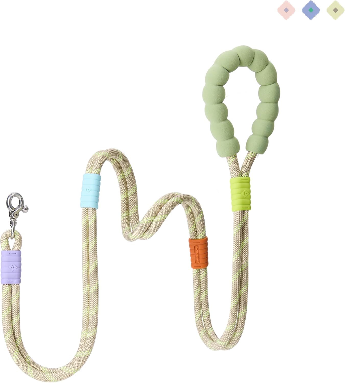 5 FT Durable Slip Lead Dog Leash with Comfortable Foam Handle and Highly Reflective Threads No-Pull Training Lead Leashes for Large Dogs or Medium Dogs. | Marshmallow Plus |