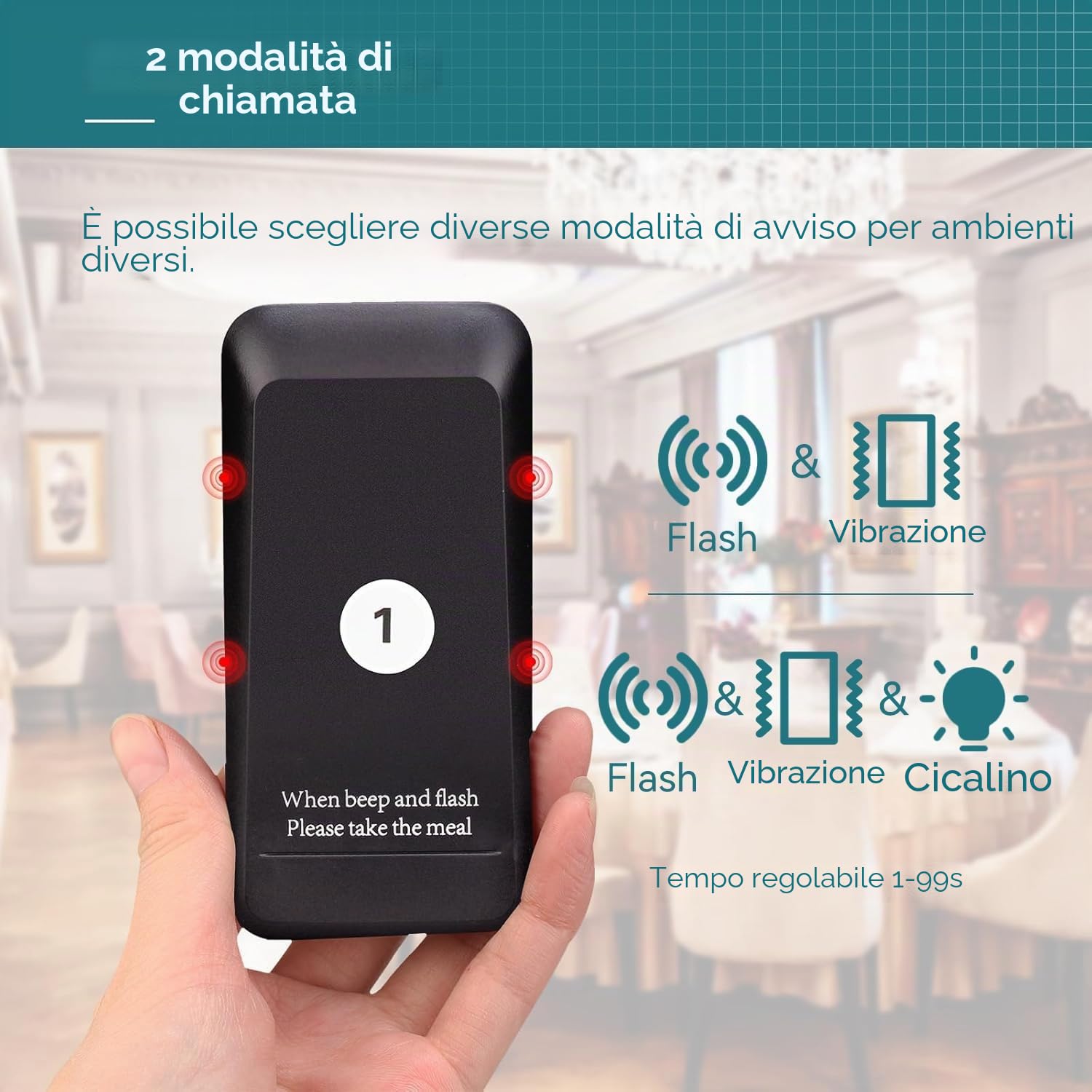 Retekess TD157 Cercapersone Ristorante, 500M Pager Ristorante, 16 Cercapersone, Batteria da 300 mAh, il Segnale Può Attraversare le Pareti, Facile da Configurare, Pager Clienti per Bar, Hotel, Negozio