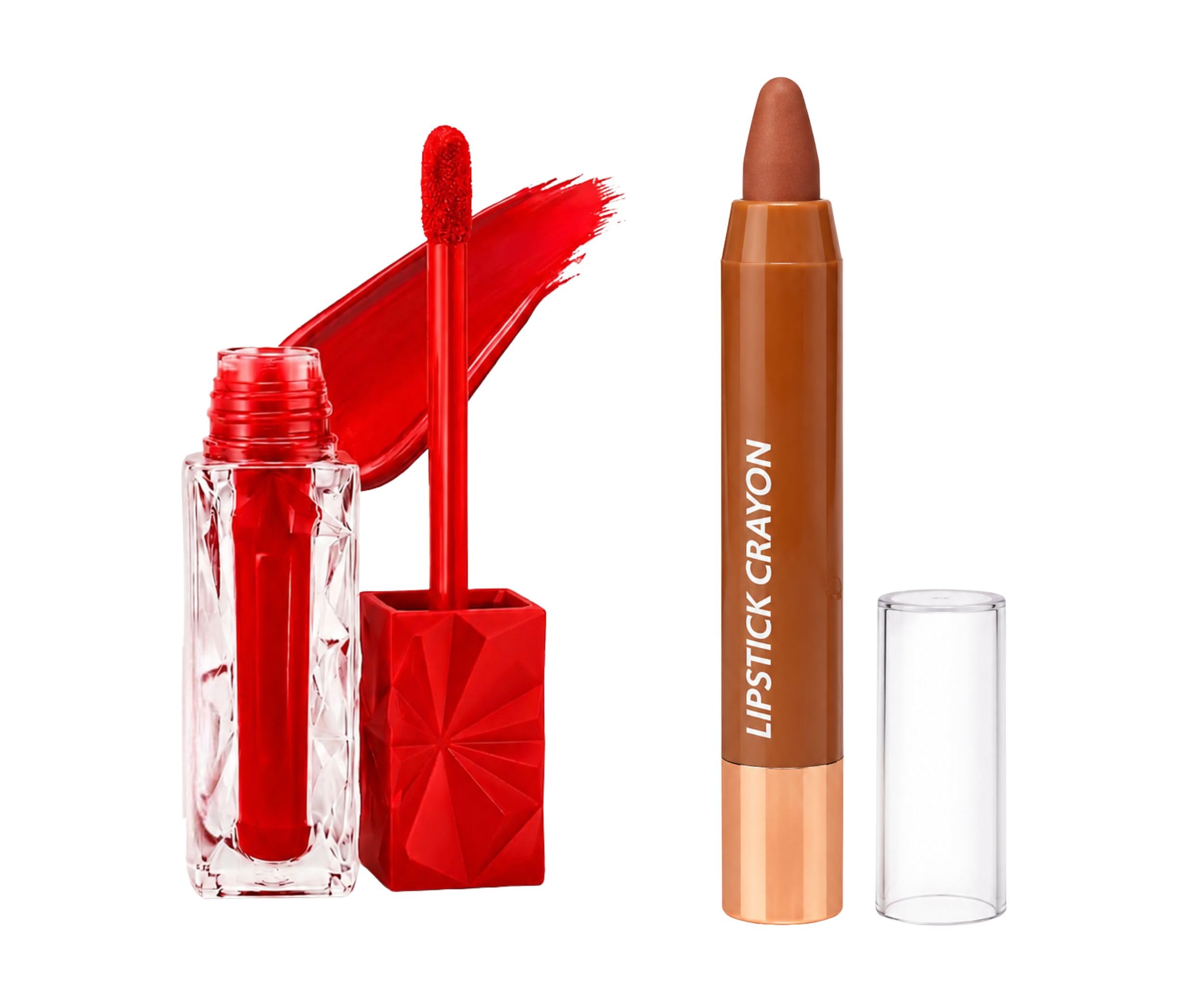 2-in-1 Lip Makeup Combo Set | Long-Lasting Matte Liquid Lipstick & Highly Pigmented Lipstick Crayon | Transferproof, Waterproof Lip Color Duo for Women |-picture-19