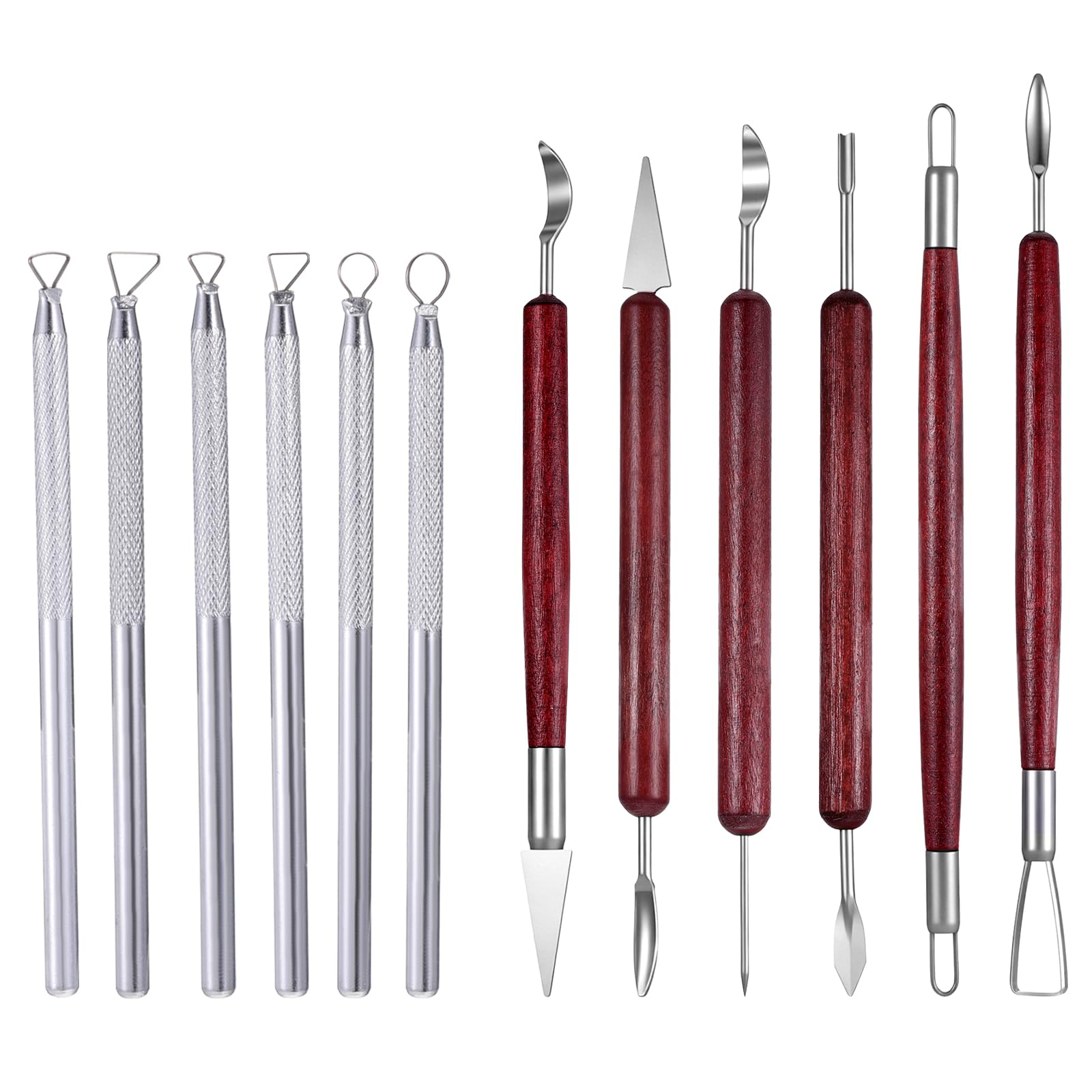 12 Pcs Clay Sculpting Modelling Tools, Double Head Pottery Clay Tool Scraper Craft Modelling Tools Pottery Turning Xiem Trimming Sgraffito Metal Carving Tool