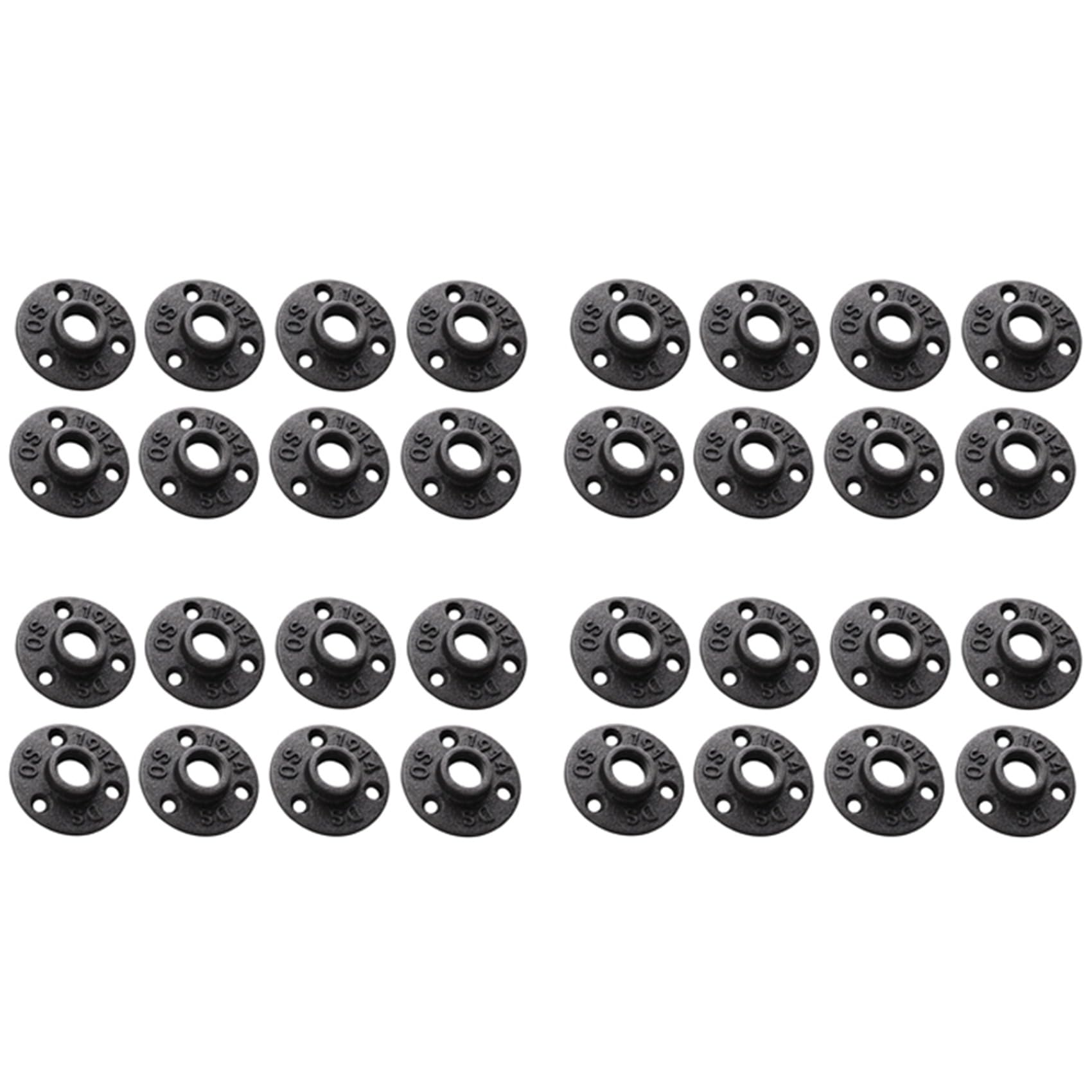 Bride de Tuyau en Fonte Malléable de 1/2 Pouce, Mamelons de Tuyau Filetés de Tuyau Noir de 1/2 Pouce, 32 Pièces Séries