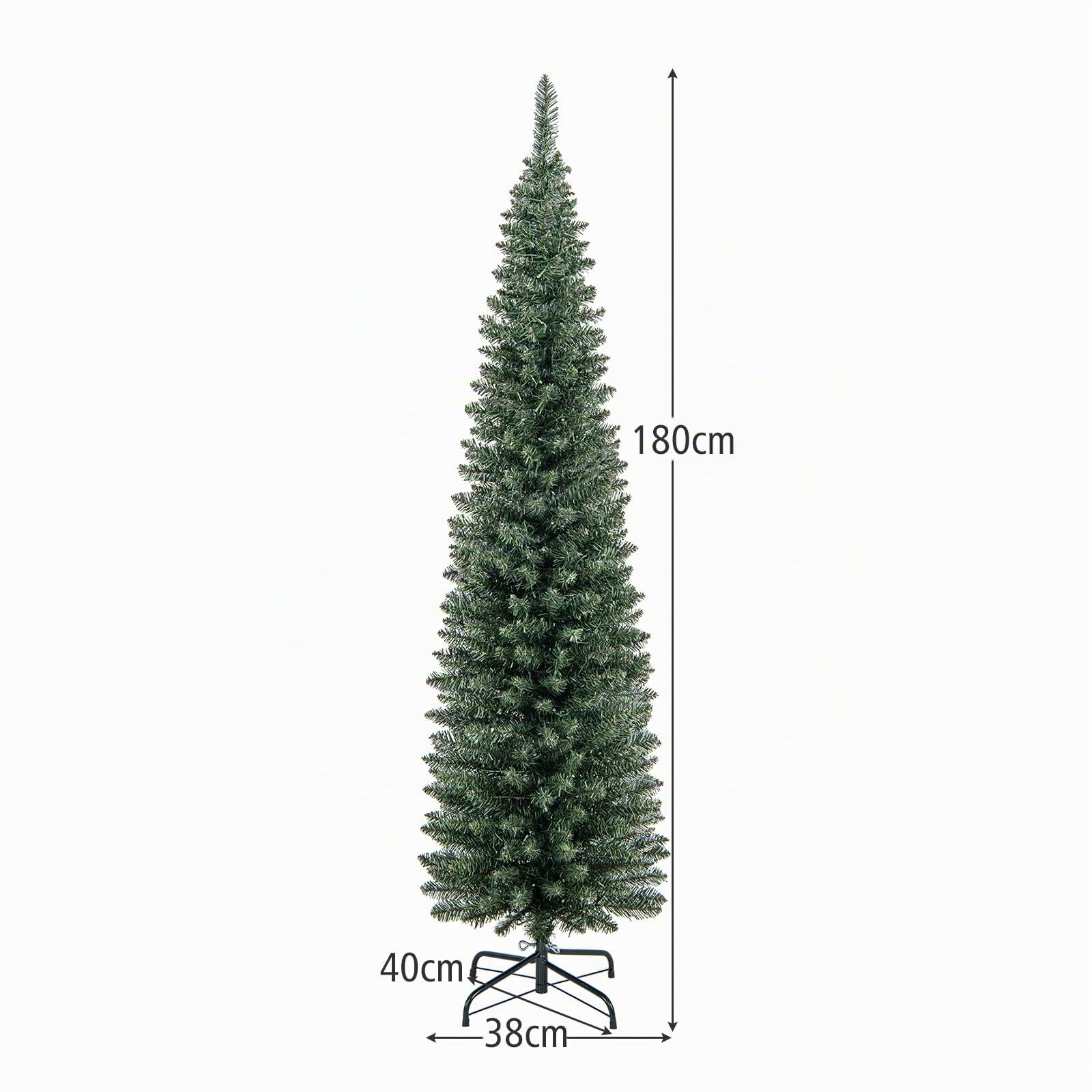 COSTWAY Sapin de Noël Artificiel de 180 cm Lumineux LED, 390 Branches, 180 lumières LED Blanc Chaud, Support en métal Pliable, décoration hivernale, pour la Maison, Le Bureau