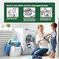 Vista 2 de AIDEA Hojas de detergente para ropa, aroma fresco (100 cargas), 50 hojas, detergente ecológico para ropa, sin jarra de plástico, hojas de jabón
