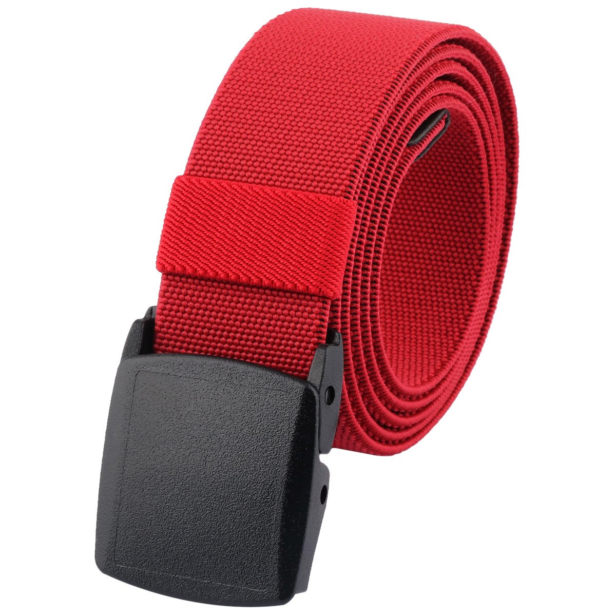 Kyeygwo Men's 03-Red Unisex Elastic Web Belts, Outdoor Adjustable Stretch Webbing Nylon Belt With Plastic Buckle, Red