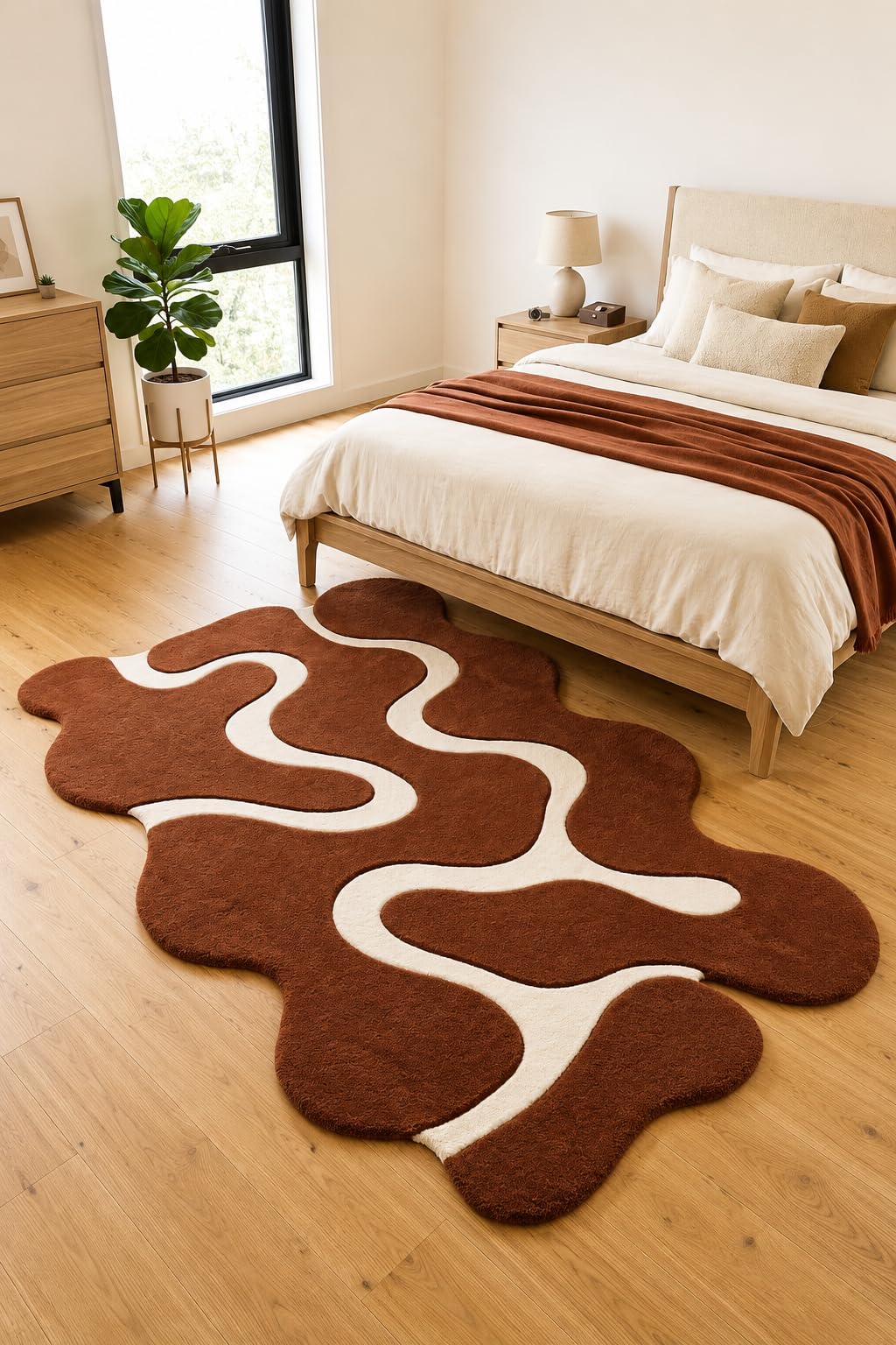 Hand Tufted Carpet Nz Wool with Silk Aesthetic Design Non Slip Luxury Exclusive Irregular Shape for Living Room Bedroom (Size : 4x6 Feet)-image-39