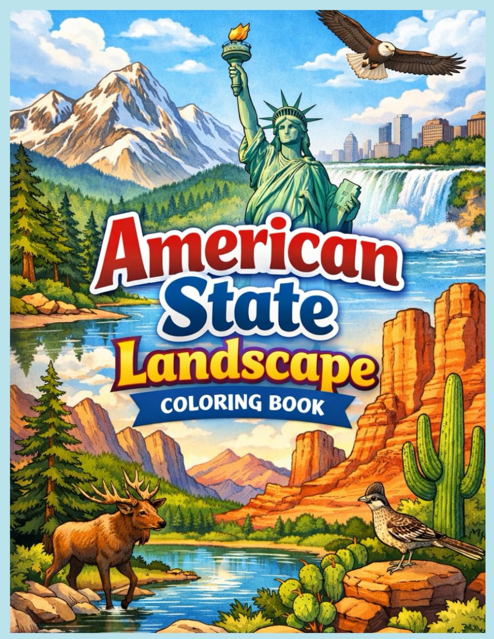 american state landscape coloring book