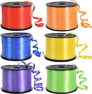 TONIFUL Rainbow Curling Ribbon-6 Assorted Colors Balloon Curling Ribbons Set-600 Yards Balloon String for