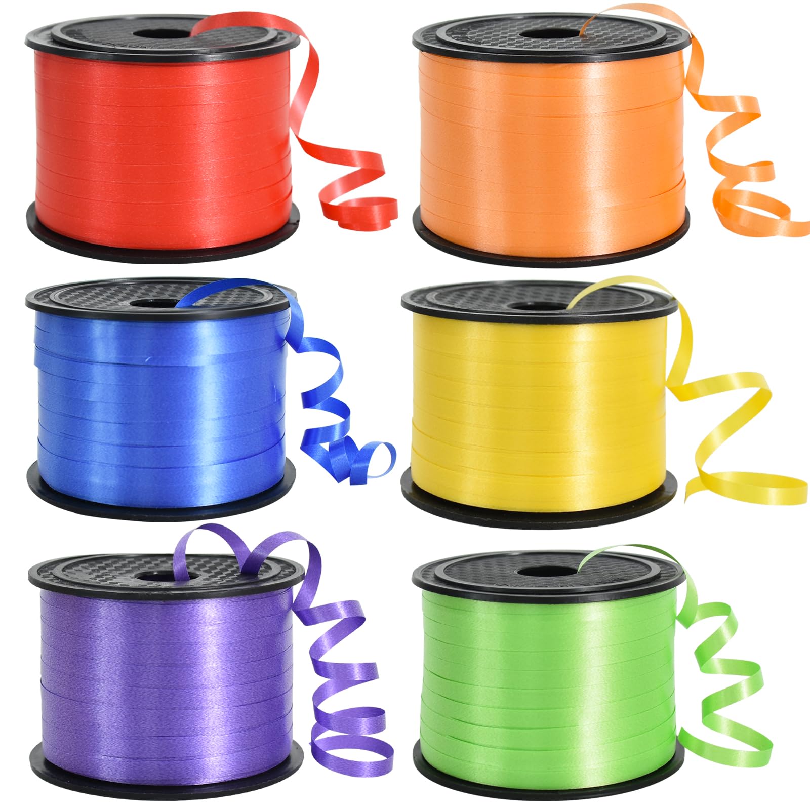 TONIFUL Rainbow Curling Ribbon-6 Assorted Colors Balloon Curling Ribbons Set-600 Yards Balloon String for DIY Decor,Gift Wrapping,Ribbons and Bows for Christmas New Year Birthday Gifts Supplies