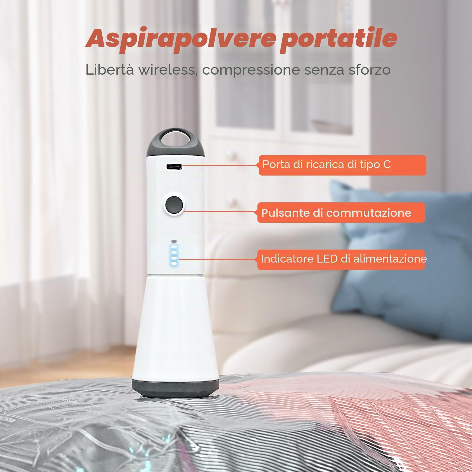 Vacbird 9 Pezzi Sacchetti Sottovuoto Vestiti Viaggio con Pompa Senza Fili, Buste Sottovuoto Vestiti in 3 Misure (64x47, 74x54, 84x61cm) Riutilizzabili, Adatti per Viaggi, Organizzazione della Casa