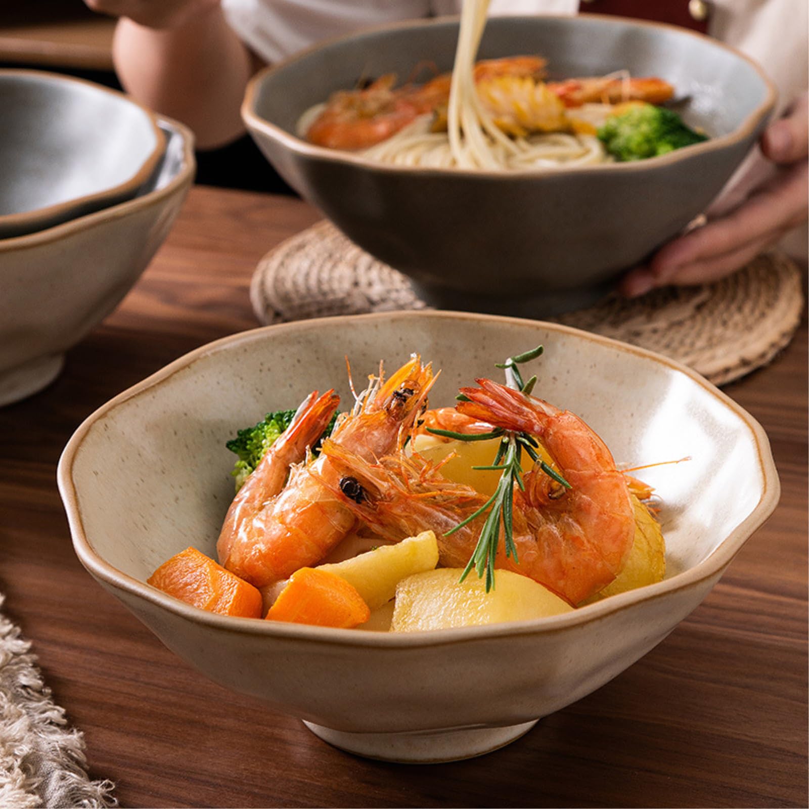Vasellame grossolana giapponese Lamian Noodles Bowl Ceramic Hotel Hat Bowl-m -8 pollici