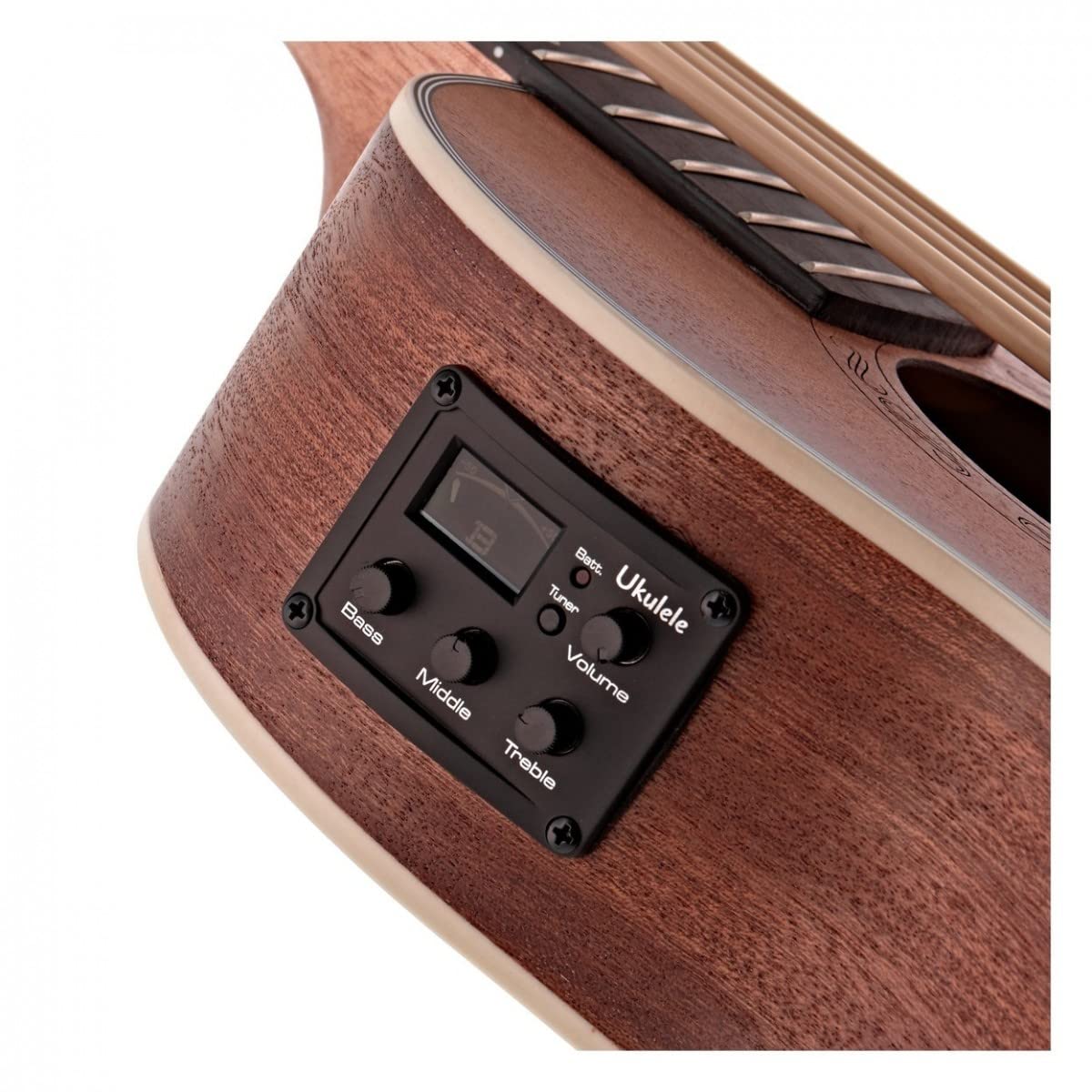 Ukulele Sapele Electro Acoustic Bass di Gear4music - Elettrico | Preamplificatore Basso Progettato per un Tono Amplificato Preciso, Costruzione in Sapele, Tastiera Ebanizzata, Aquila