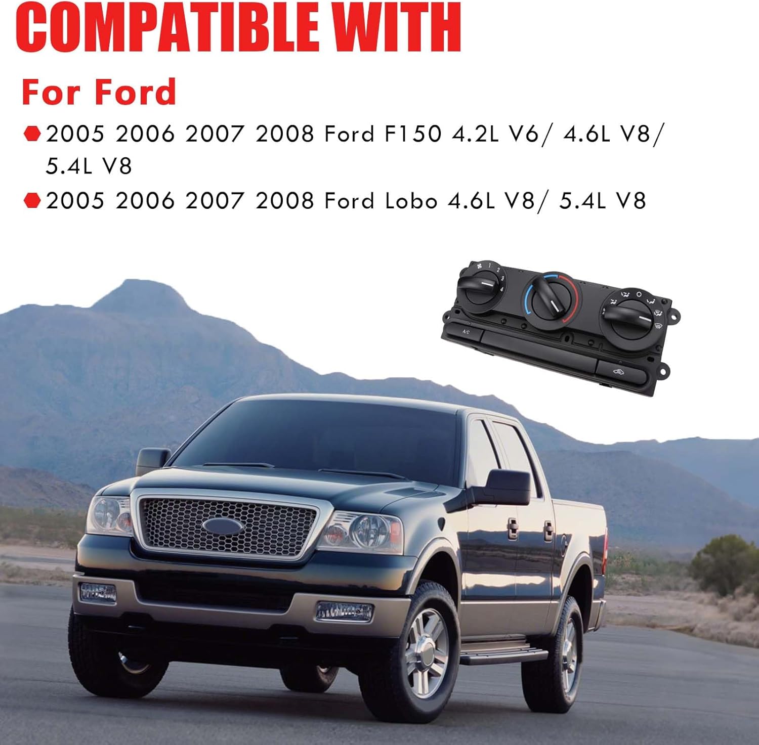 FEXON HVAC Heater Climate Control Module Compatible with 2005-2008 Ford F150, Lobo Replace 599-172 5L3419980AA 5L3Z19980AA 6L3419980AA 6L3419980AB 6L3Z19980AA 7L3419980AA