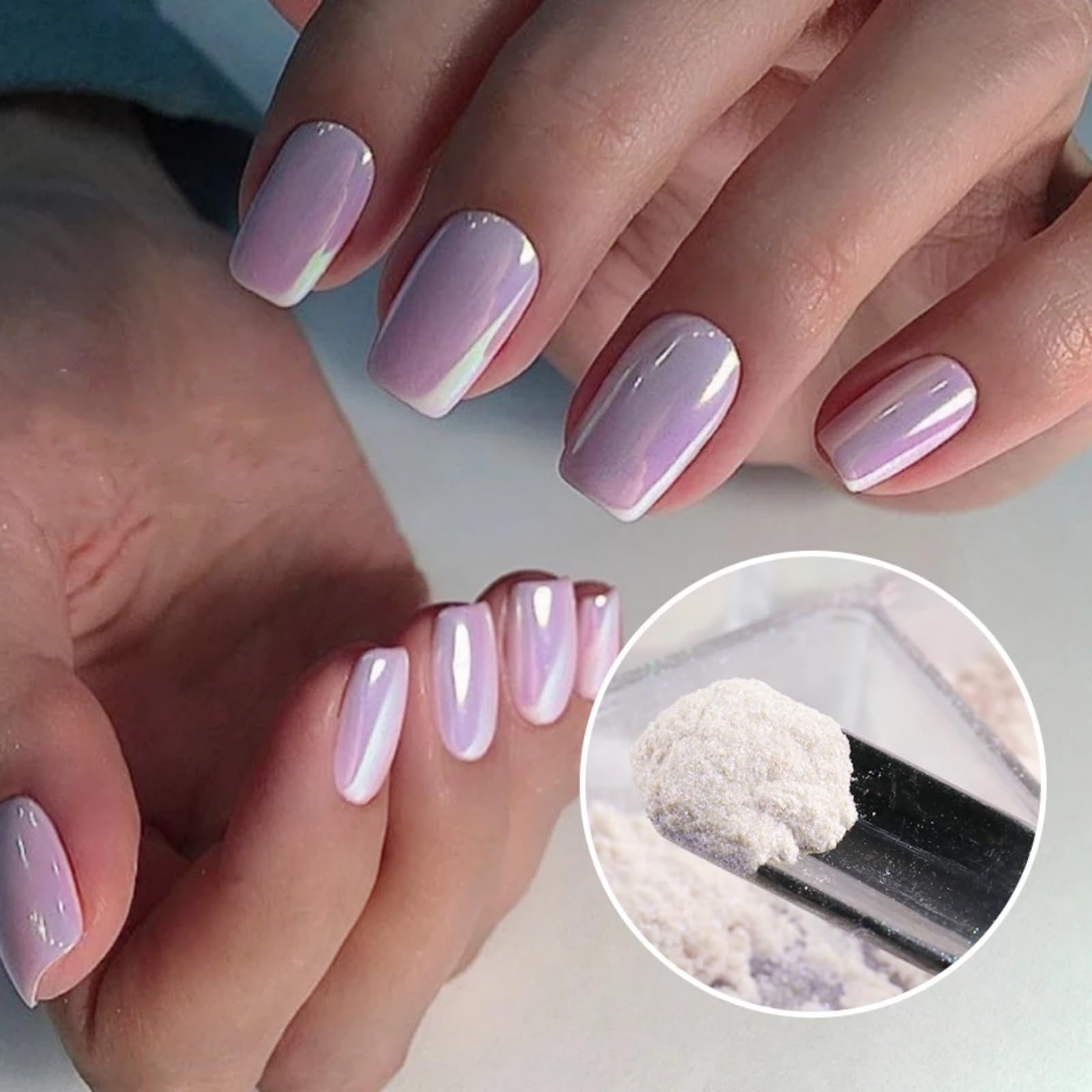 Biały perłowy puder do paznokci z brokatem Aurora Ice Shimmer Chrome Pigment Powder 6 kolorów Laser Holograficzny Nail Powder