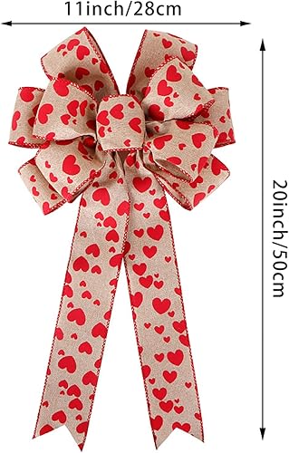 Miniatura 2 de Paquete de 2 lazos grandes de Burlaop con forma de corazón rojo impreso para el día de San Valentín, decoración para el día de San Valentín, boda,
