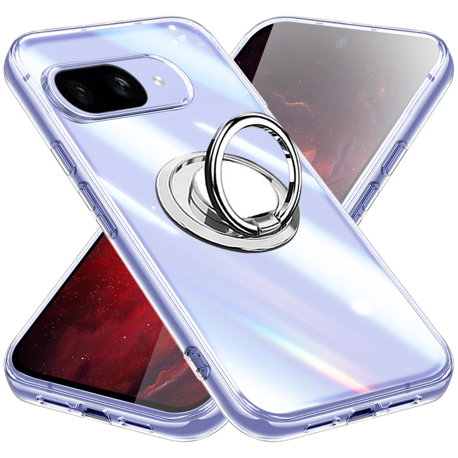 Google Pixel 9A ケース クリア リング付き TPU ピクセル9a カバー 専用 黄変防止 耐衝撃 薄型 ケース 車載ホルダー対応 ストラップホール付き 滑り止め 落下防止
