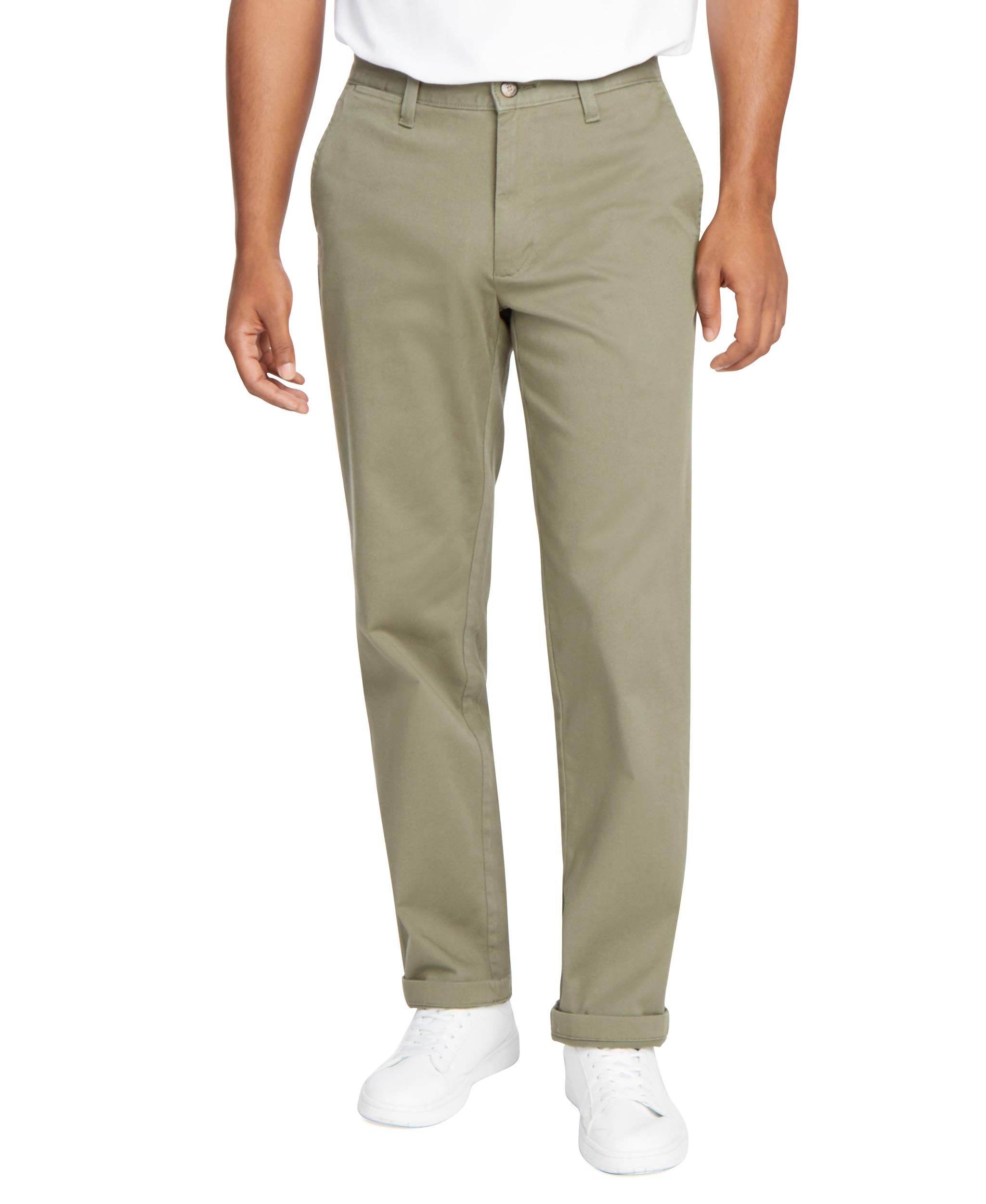 Nautica Classic Fit Flat Front Stretch Solid Chino "Deck" Pant Pantalones de vestir casuales Hombre