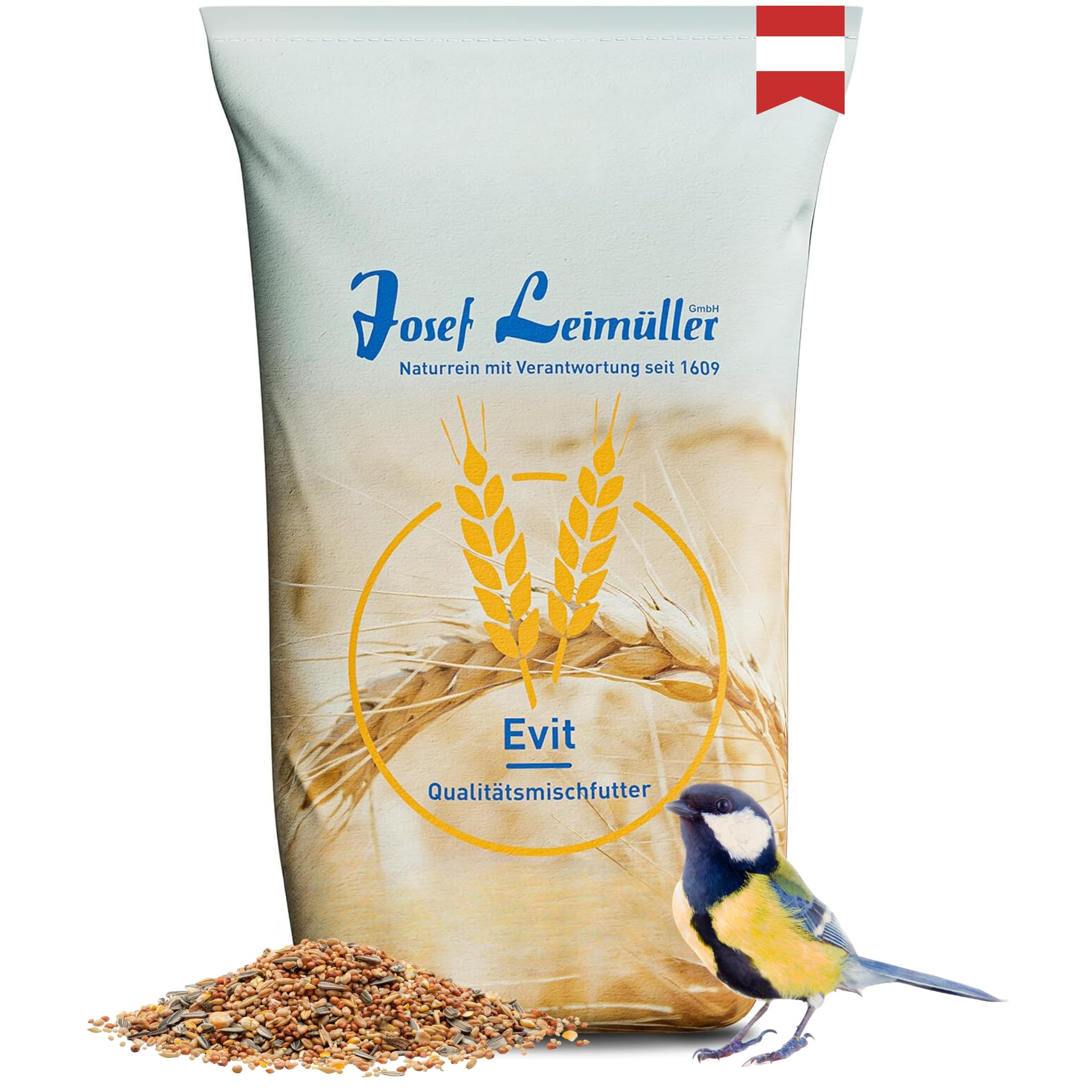 Leimüller Wildvogelfutter 25kg Classic Vogelfutter ganzjährig Wildvögel | Natürlich, staubarm, ohne Zusatzstoffe, für heimische Vögel, Ganzjahresfutter