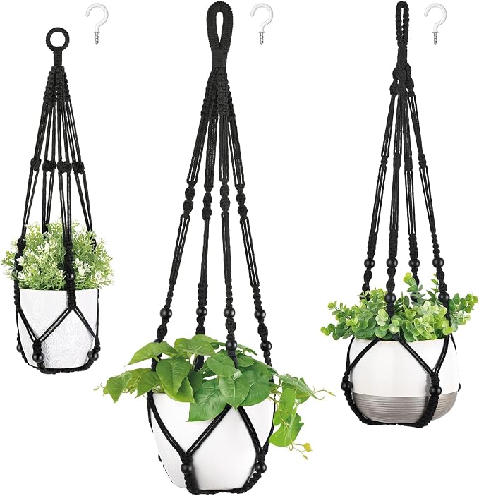 Amazon.com: Mkono 3 Pack Macrame Plant Hangers Indoor Different Size ...