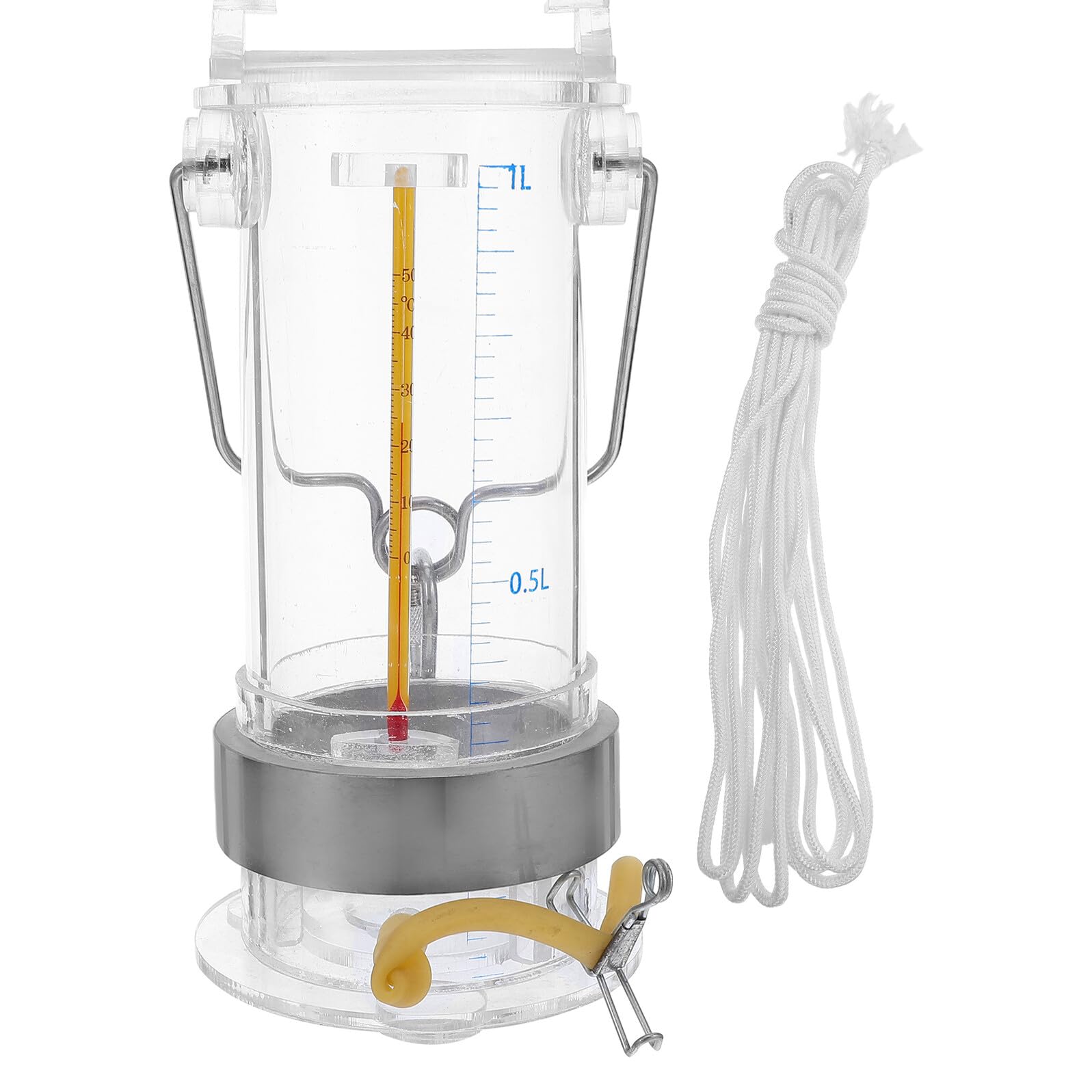 Zerodeko Muestreador de Agua Marina 1l de Acrílico Transparente Configuración de Acero Inoxidable, Equipo Científico Portátil para Muestreo de Aguas Profundas y Análisis de Color Aleatorio