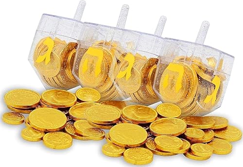 Miniatura 10 de Hanukkah Dreidel transparente rellenable se puede rellenar con gelt de Hanukkah o chocolate Hanukkah (paquete de 4)