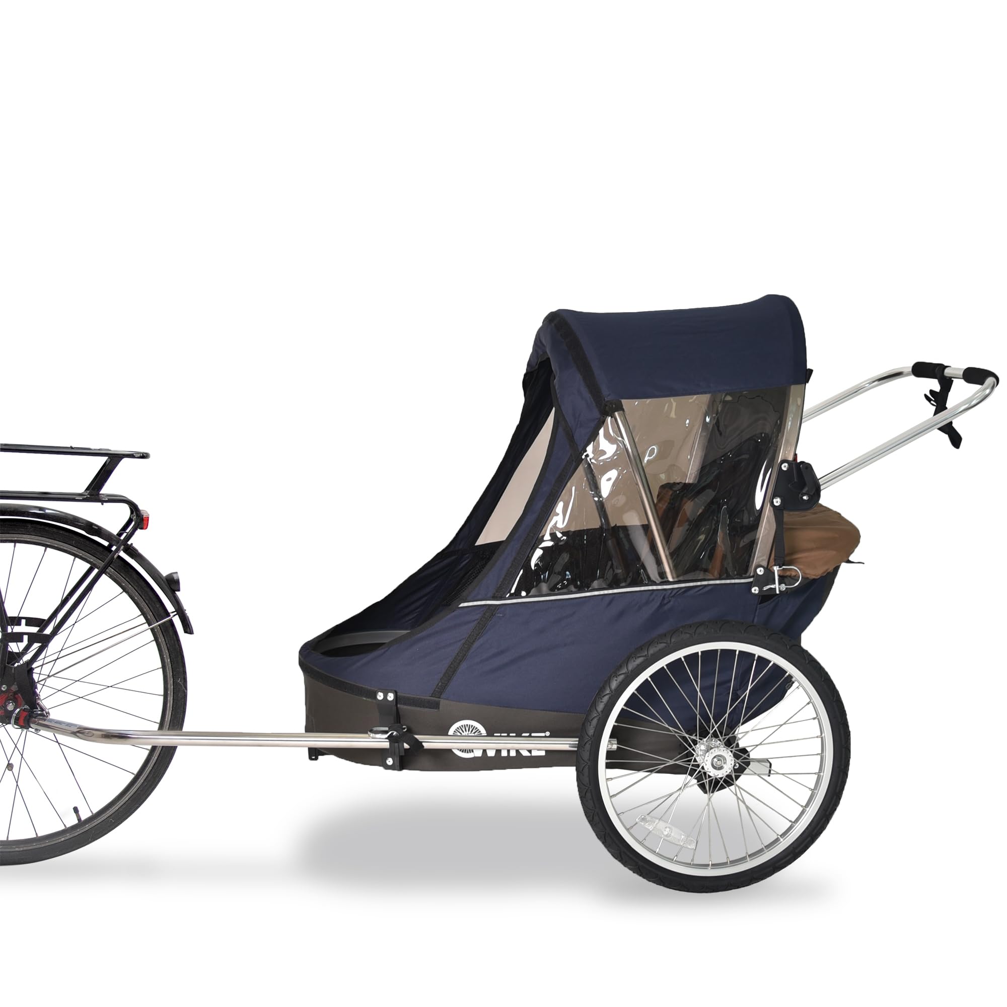 Wike Podwójna przyczepka rowerowa premium dla dzieci – łącznie z zestawem do spacerów i biegania