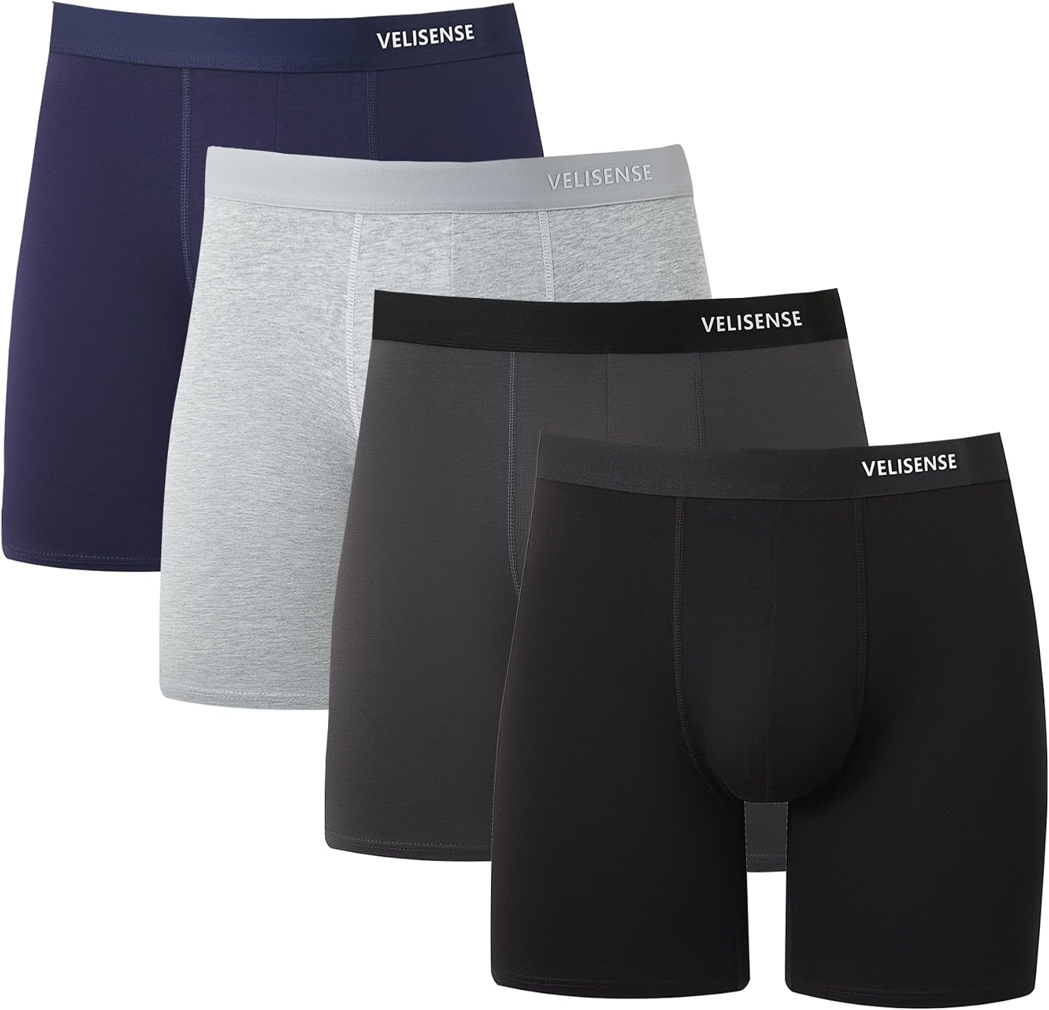 Men’s Cotton Boxer Briefs 4 Pack - Soft, Breathable, Tagless, Anti-Friction Underwear with No-Slip Waistband