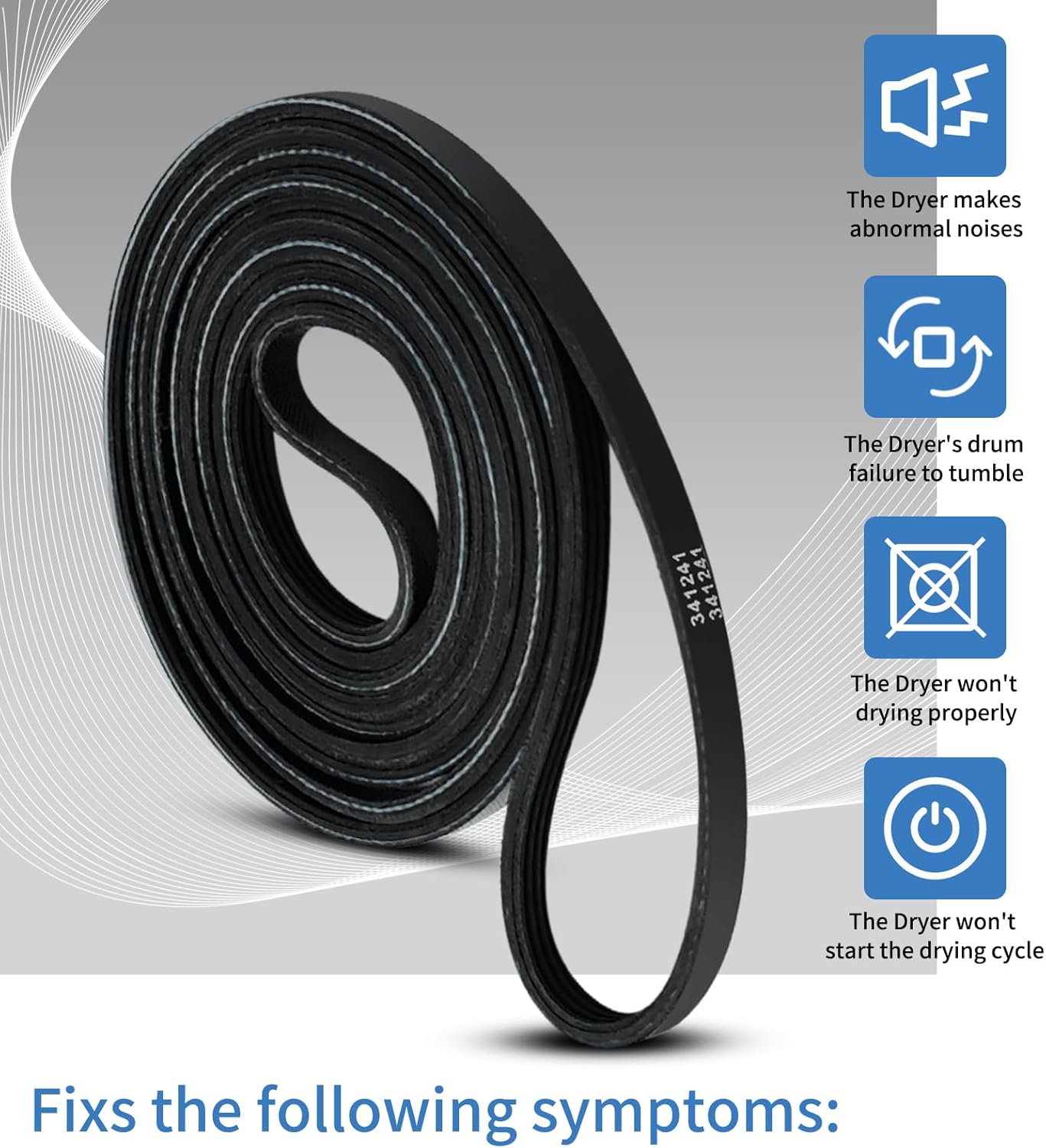 6PCS 341241 Dryer Drum Belt Replacement for Whirlpool Kenmore Amana Maytag KitchenAid Magic Chef Dryers Replaces AP2946843 PS346995 FSP341241 W10127457 FS346995 694088 8066065 Belt