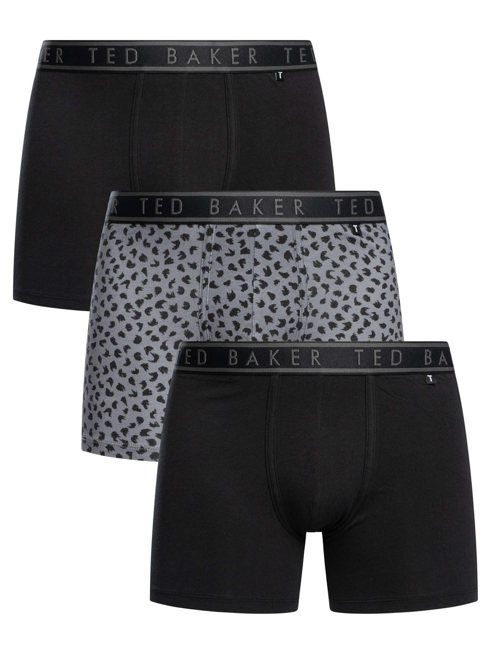 Ted Baker 3-Pack Cotton Fashion Boxer Brief,Black Bolt On/Brush Strokes/Black,M