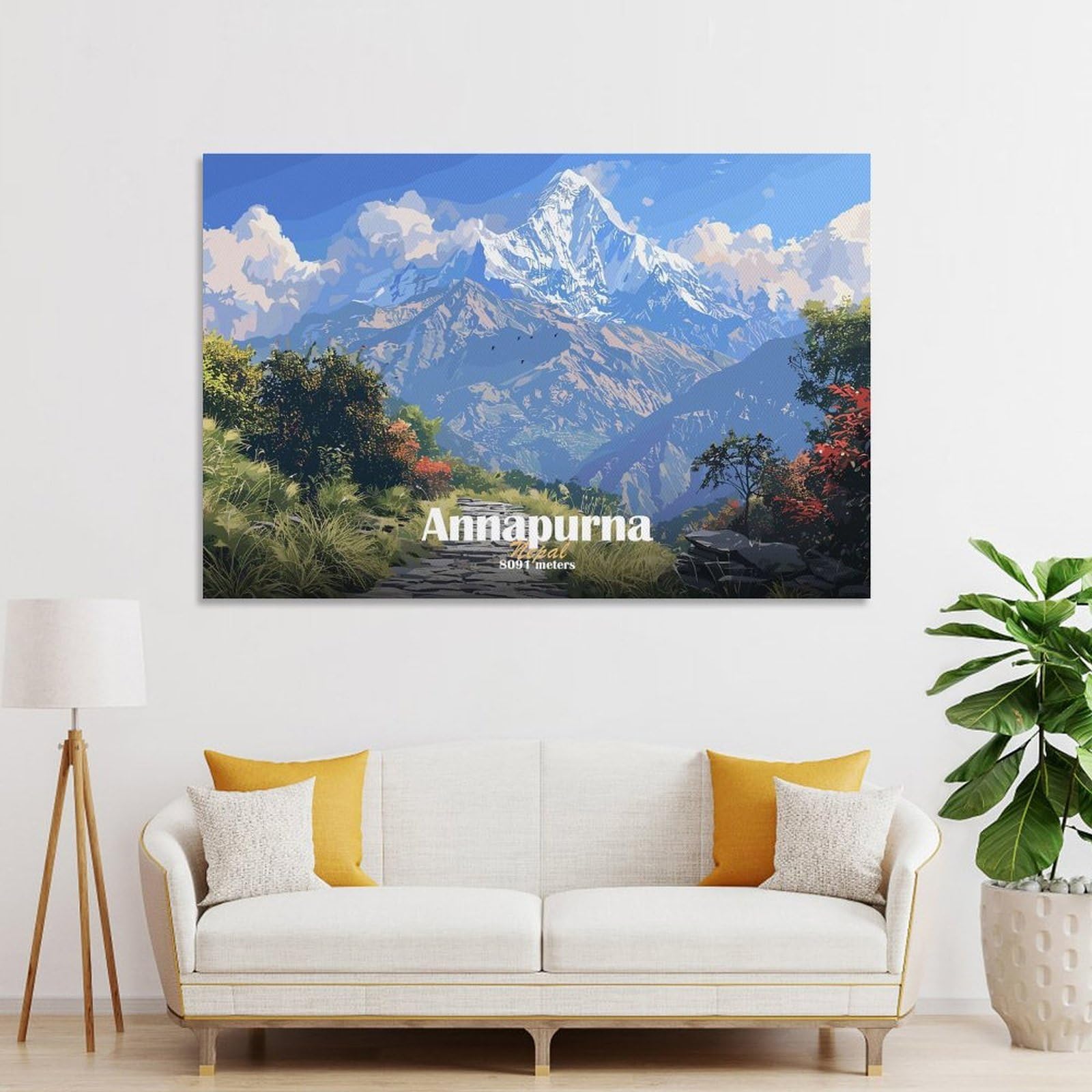 Junmoney Canvas Wall Decor Annapurna Mountain Range, 20x30inch(50x75cm), for Bedroom, Guest Room Or Reading Nook, Decorative Wall Art for Cosy Rooms