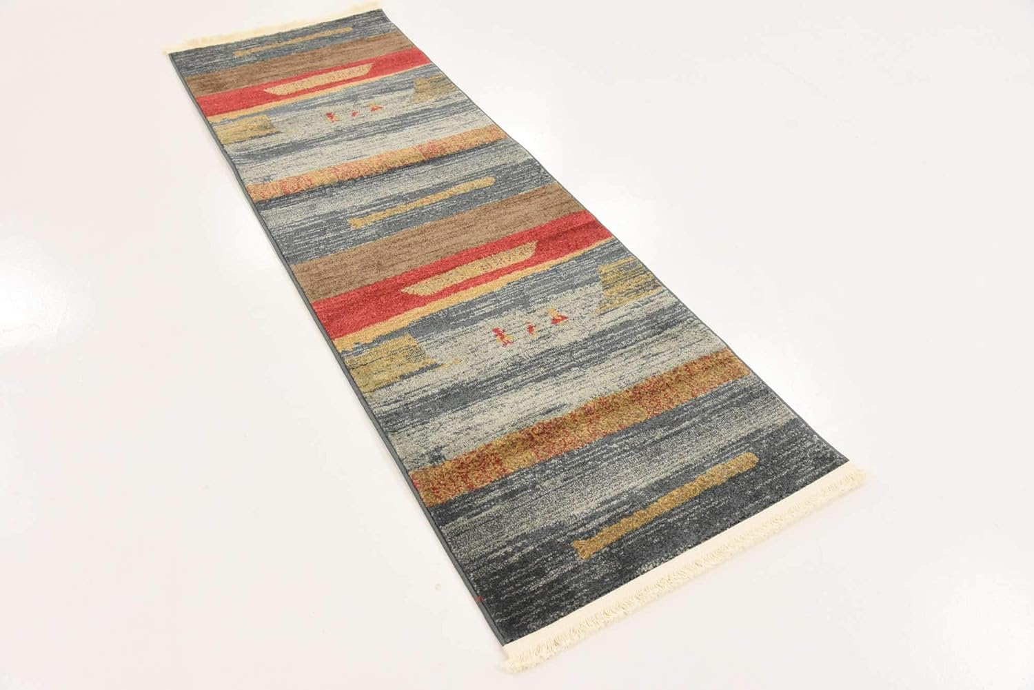 Unique Loom Fars Collection Modern Classic Colorful Tribal Inspired Design Area Rug (2' 0 x 6' 0 Runner, Light Blue/ Navy Blue)