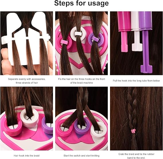 Automatic Hair Braider, DIY Hairstyle Twist Braiding Electric Tool 3 Strands Weave Roller Machine for Women Girls