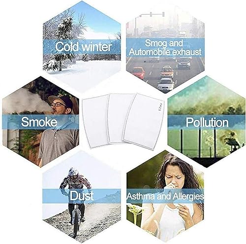 Miniatura 7 de 50 Pack PM2.5 Filtro de carbón activado – 5 capas reemplazables piezas protectoras filtros de filtración de aire para adultos, corte más pequeño