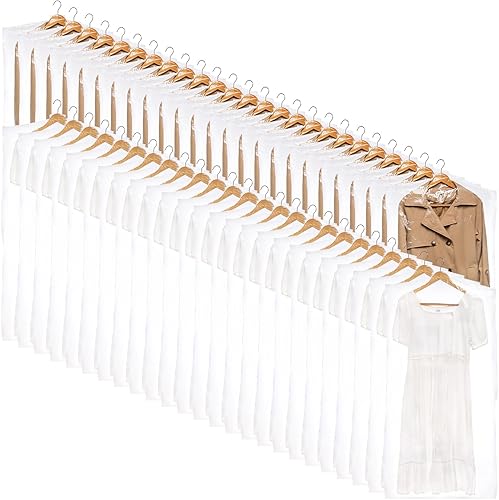 Vista 14 de AVLA Paquete de 50 bolsas de plástico para ropa, bolsas transparentes para limpieza en seco, cubierta para ropa colgante de limpieza en seco, bolsa
