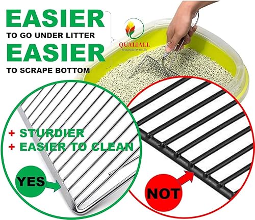 Miniatura 2 de Cuchara de arena de metal, tamiz de metal sólido, pala de metal para arena para gatos, cuchara de orina para gatos, cuchara de arena con soporte,