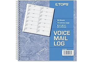 TOPS 44165 Voice Mail Log Book, 8 1/2 X 8-1/4, 1,400-Message Book