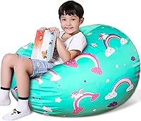 Vista 59 de Lukeight - Puf de almacenamiento de animales de peluche para niños, funda para puf de dinosaurio con cremallera para organizar la habitación