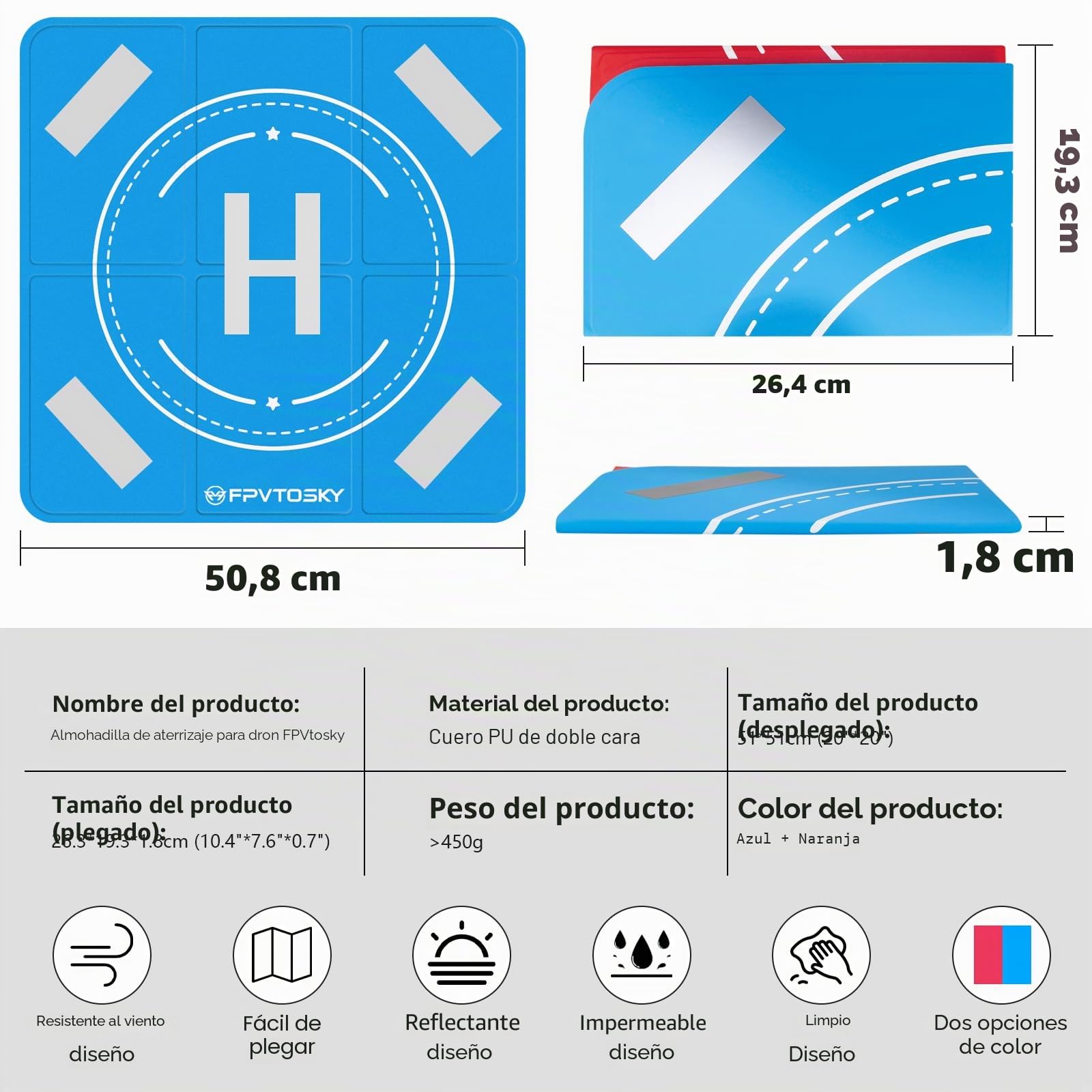 FPVtosky Drone de aterrizaje universal plegable, doble cara, impermeable, almohadilla de aterrizaje para DJI Mini 4k/Neo/Lito X1/Mini 3/4/5 Pro/Mavic/Air/Avata/FPV/Phantom/Inspire