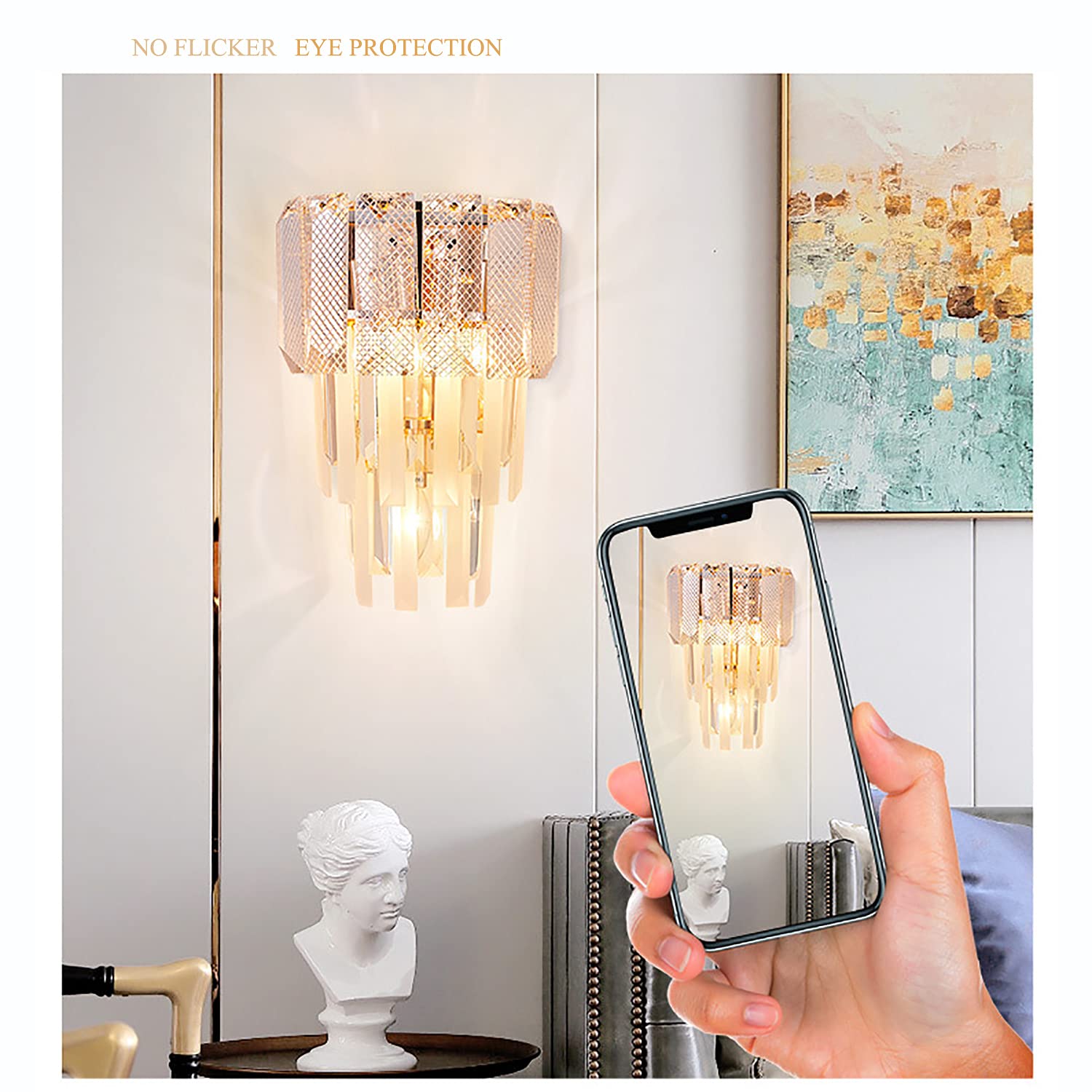 Genérico Lámpara de Pared de Cristal Tricolor con atenuación de 7 W, Moderna y Lujosa lámpara de Pared para Sala de Estar, baño, Dormitorio y Pasillo, Aplique de Pared, Accesorios de iluminación